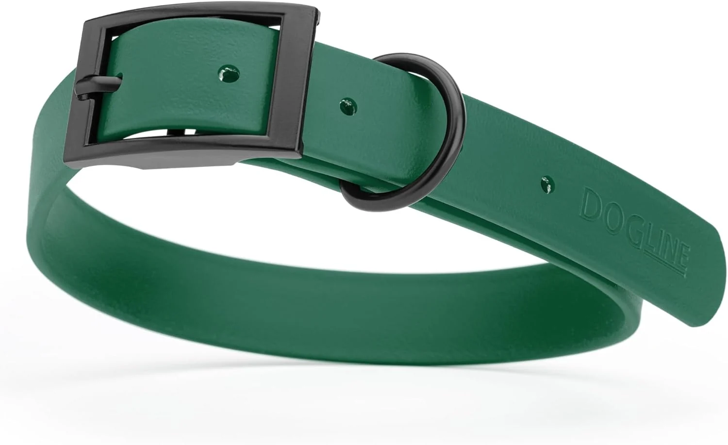Enhanced Dogline Biothane Waterproof Dog Collar Strong Coated Nylon Webbing with Black Hardware Odor- Proof for Easy Care Easy to Clean High Performance Fits Small Medium or Large Dogs Hunter Green Natural