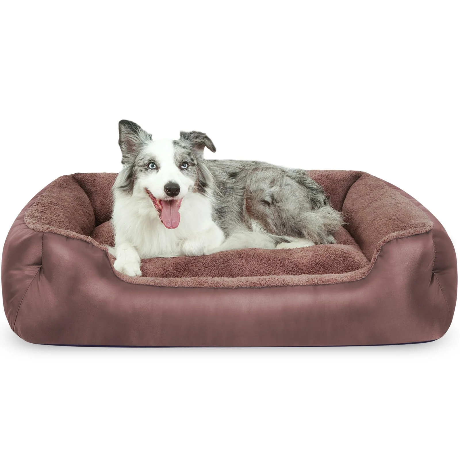Elite NIRDOG XL Dog Bed – Large Washable Rectangle Calming Pet Bed Brown Certified