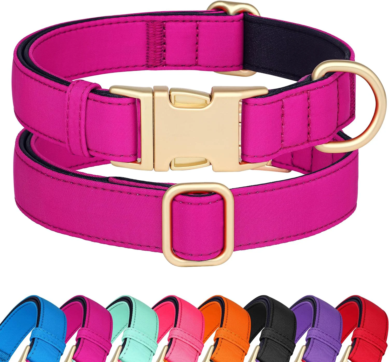Healthy Didog Soft Padded Dog Collar for Large Dogs Colorful and Durable Pet Collar with Quick Release Buckle Light and Breathable for Daily Walking Rose Purple L Optimized
