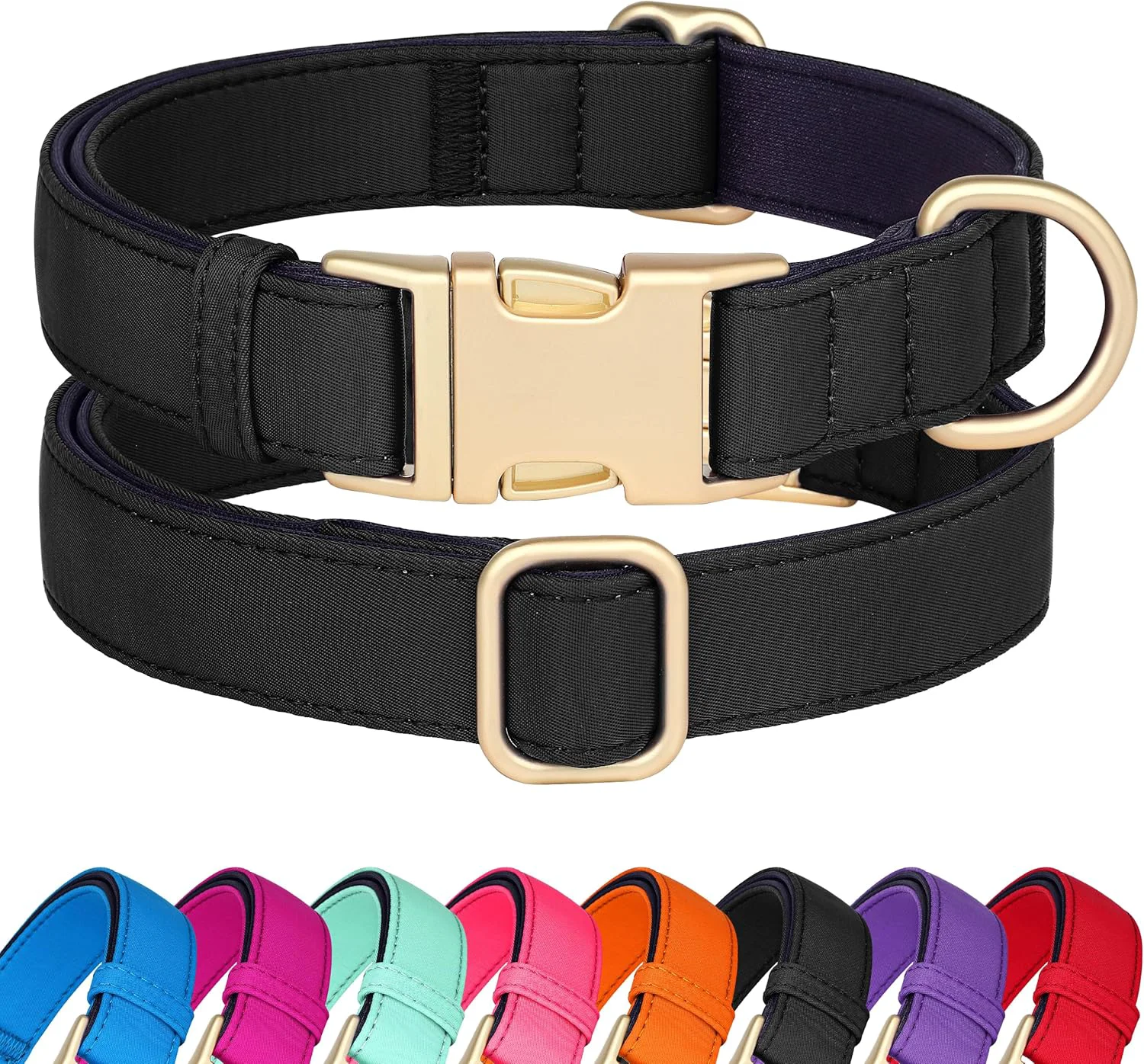 Responsible Didog Soft Padded Dog Collar for Large Dogs Colorful and Durable Pet Collar with Quick Release Buckle Light and Breathable for Daily Walking Black L Organic