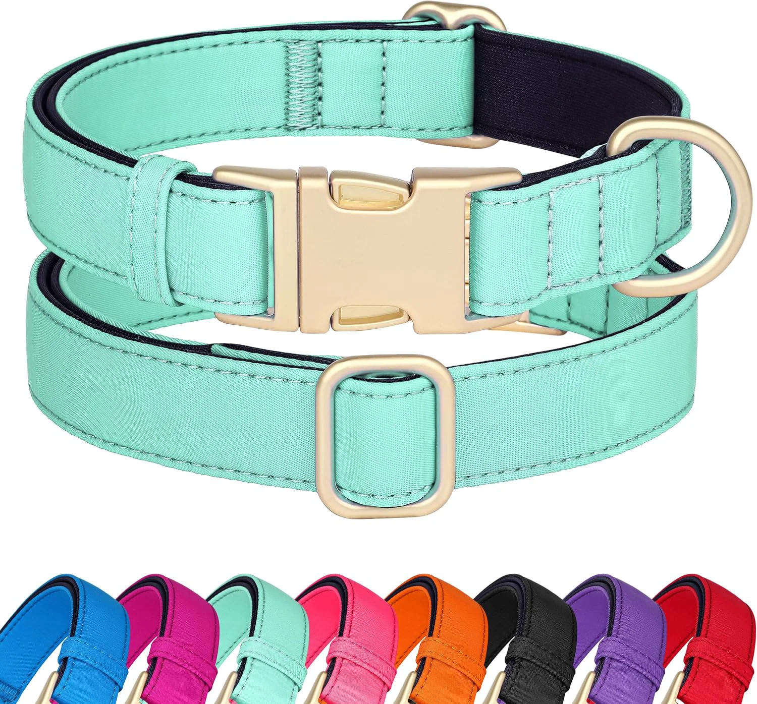 Solid Didog Soft Padded Dog Collar for Large Dogs Colorful and Durable Pet Collar with Quick Release Buckle Light and Breathable for Daily Walking Green L Secure