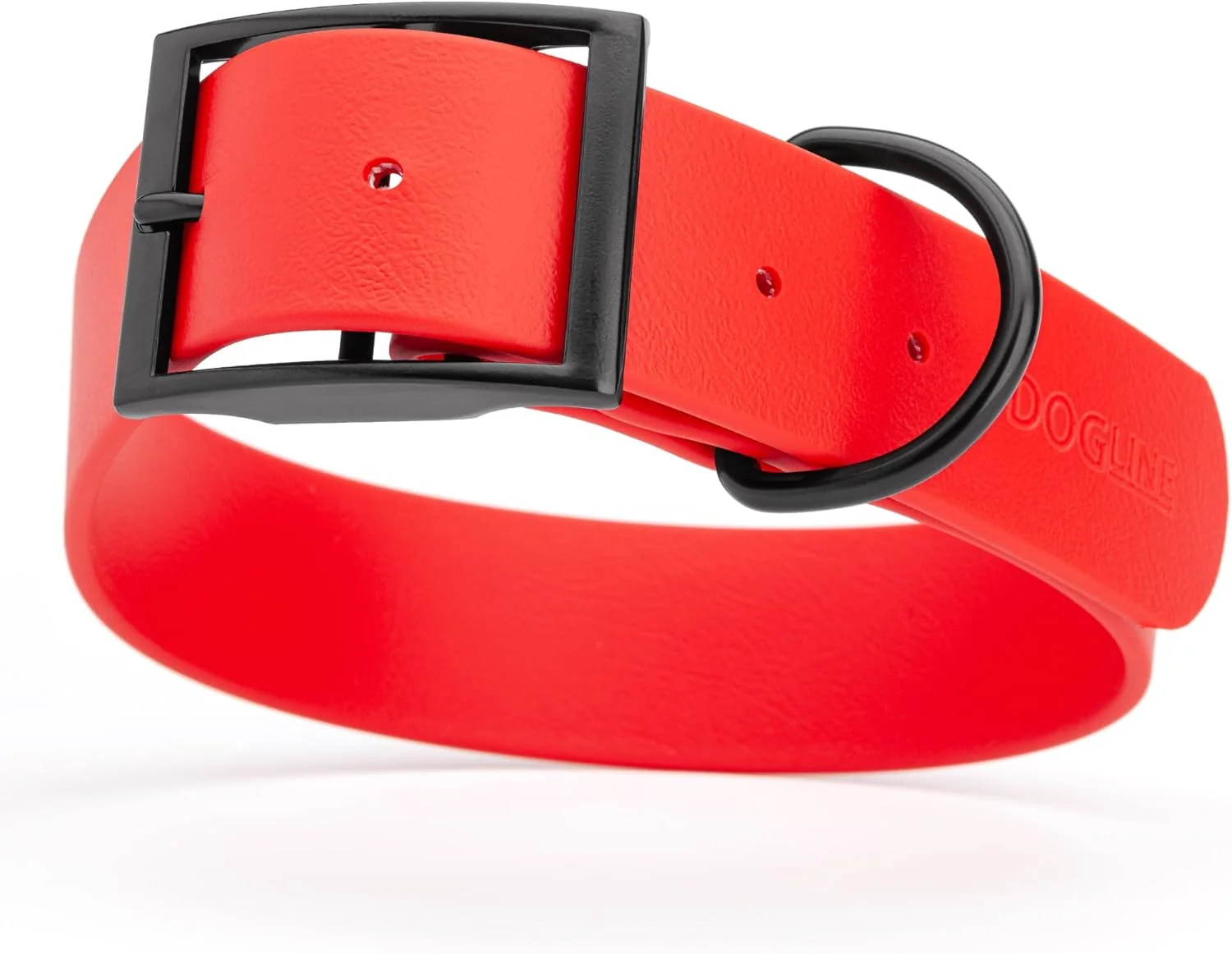 Optimized Dogline Biothane Waterproof Dog Collar Strong Coated Nylon Webbing with Black Hardware Odor- Proof for Easy Care Easy to Clean High Performance Fits Small Medium or Large Dogs Cherry Red Sustainable