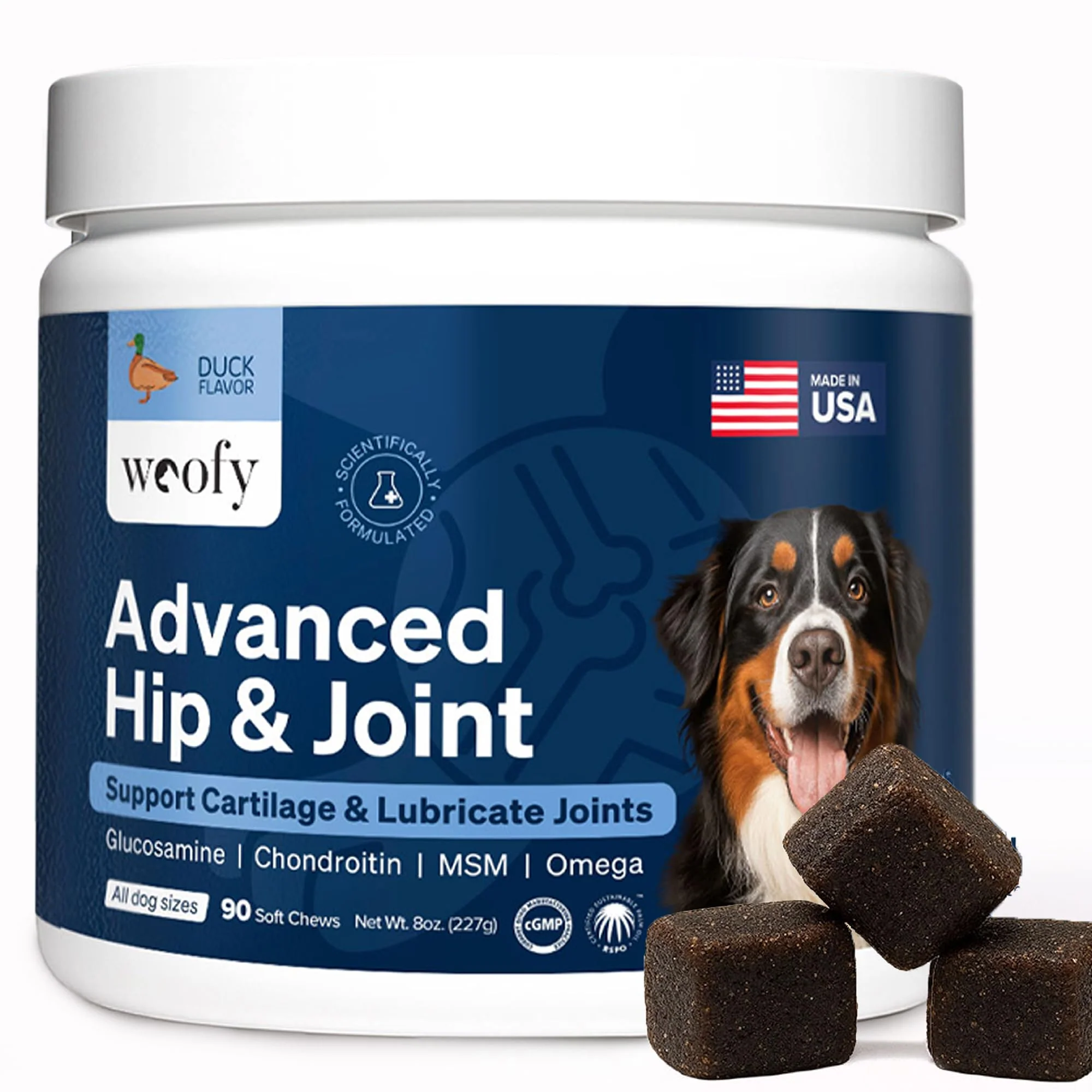 Excellent Woofy Hip Joint Chews for Dogs — Advanced Strength with Glucosamine Omega-3 Recyclable