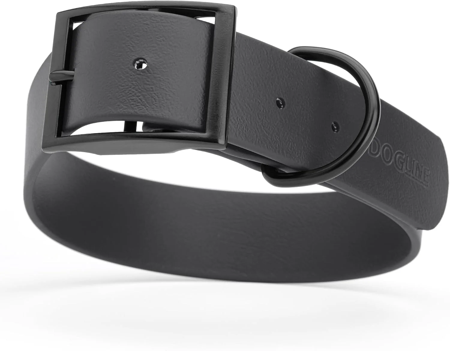 Selected Dogline Biothane Waterproof Dog Collar Strong Coated Nylon Webbing with Black Hardware Odor- Proof for Easy Care Easy to Clean High Performance Fits Small Medium or Large Dogs Black Organic