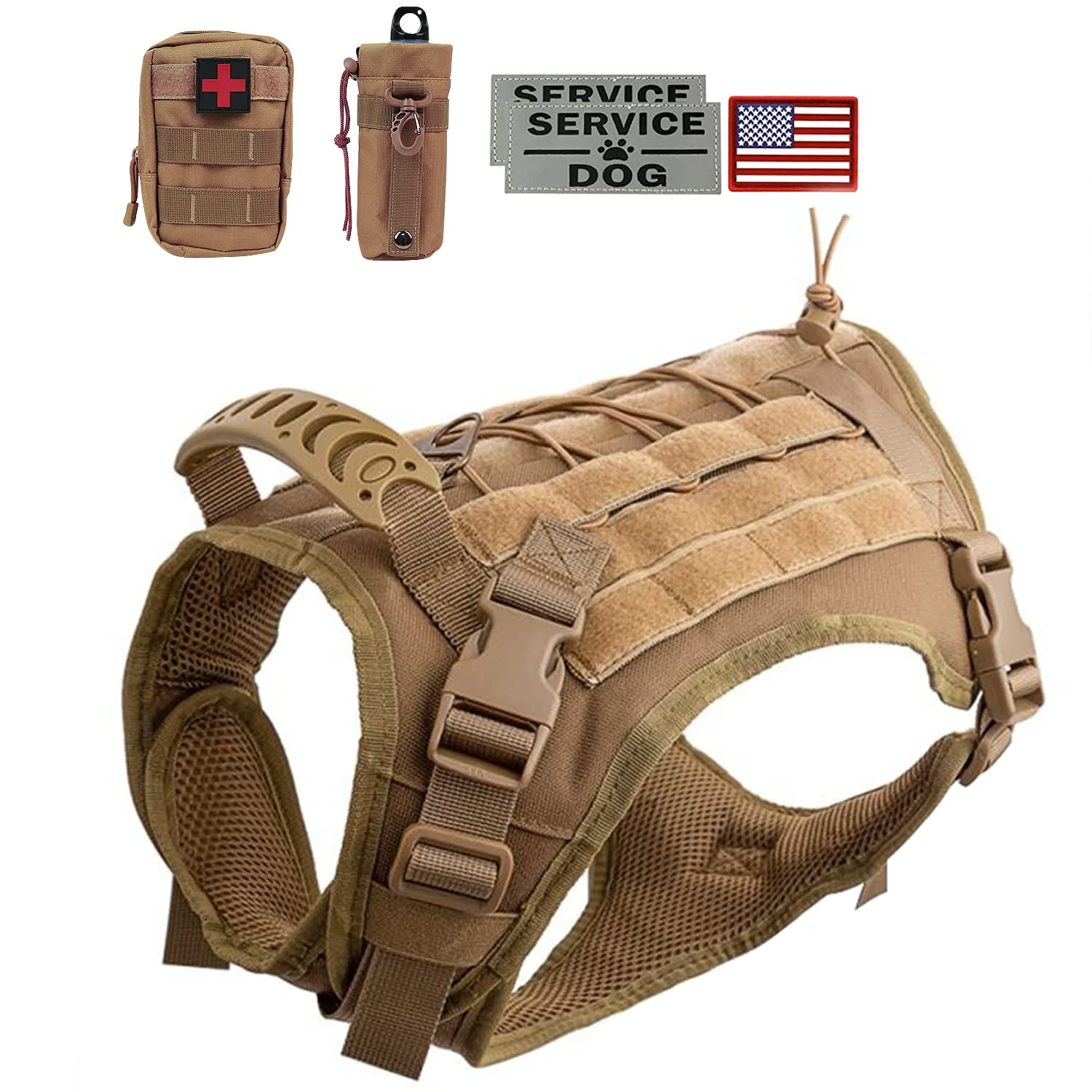 Exceptional Hanshengday Tactical Dog Vest with Pouches - Adjustable Molle Harness for Medium Large Dogs Easy-to-Use
