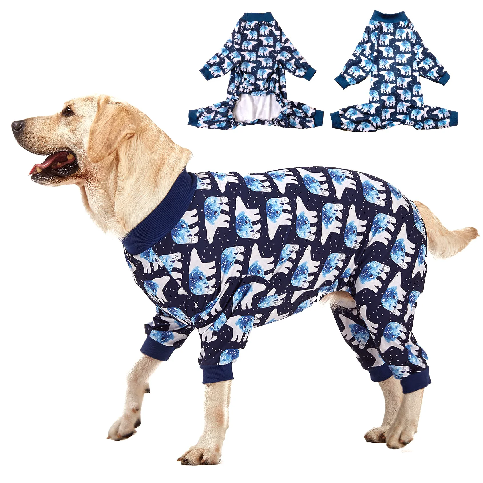 Outstanding LovinPet Big Dog Pajamas Post-Surgery Onesie UV Protection Blue Triangle Print Large Breed Pure