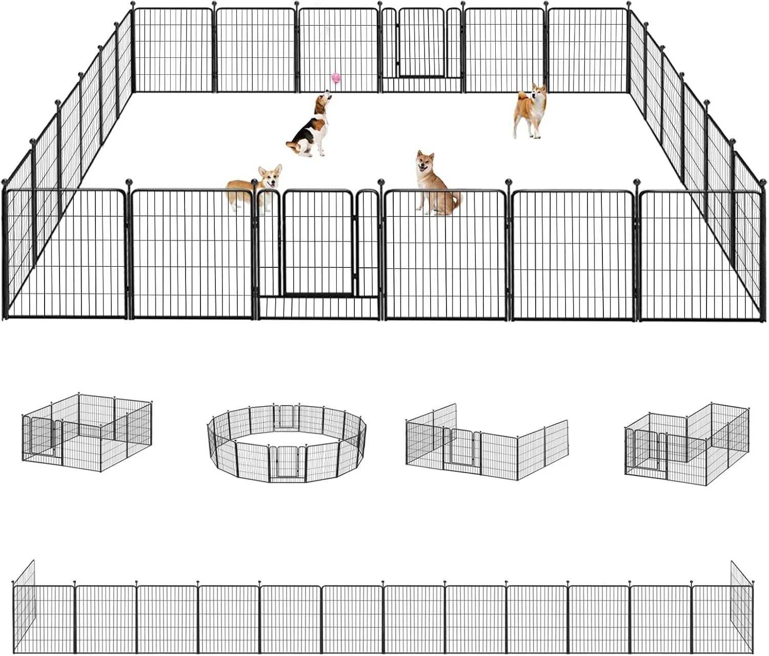 Effective Dog Playpen 32 inch 24 Panels Indoor Outdoor Dog Pen for Medium Small Dogs Heavy Duty Metal Dog Fence Outdoor for Yard Puppy Playpen with Door Portable Pet Fence for RV Camping Yard Detailed
