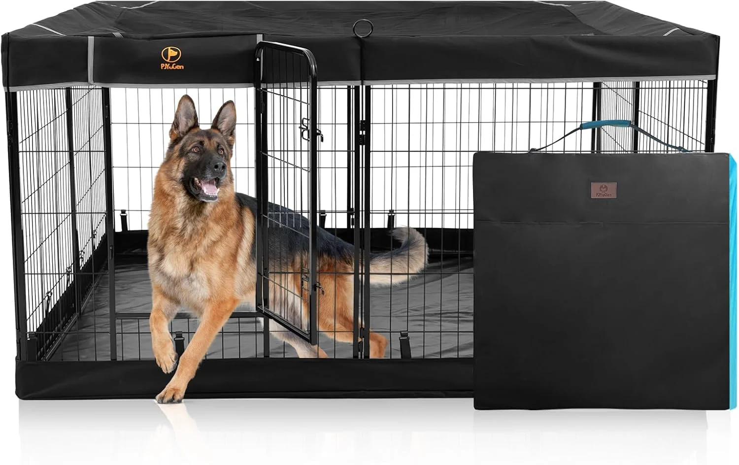 Genuine PJYuCien Dog Playpen Plus Storage Bag 32 H 8 Panels Puppy Pen with Square Bottom Top Cover Heavy Duty Dog Fence for Camping Casual