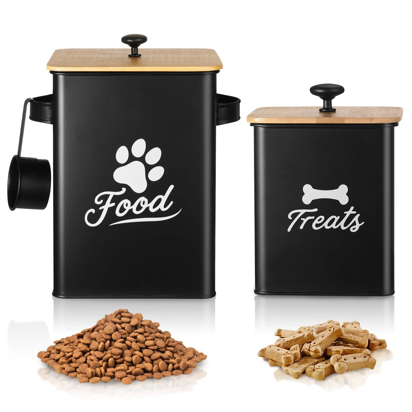 Elite Tivray Dog Treat Container Set of 2 Airtight Jars with Bamboo Lids 9.4x7.1x9.6 5.9x5.9x7.1 Refined