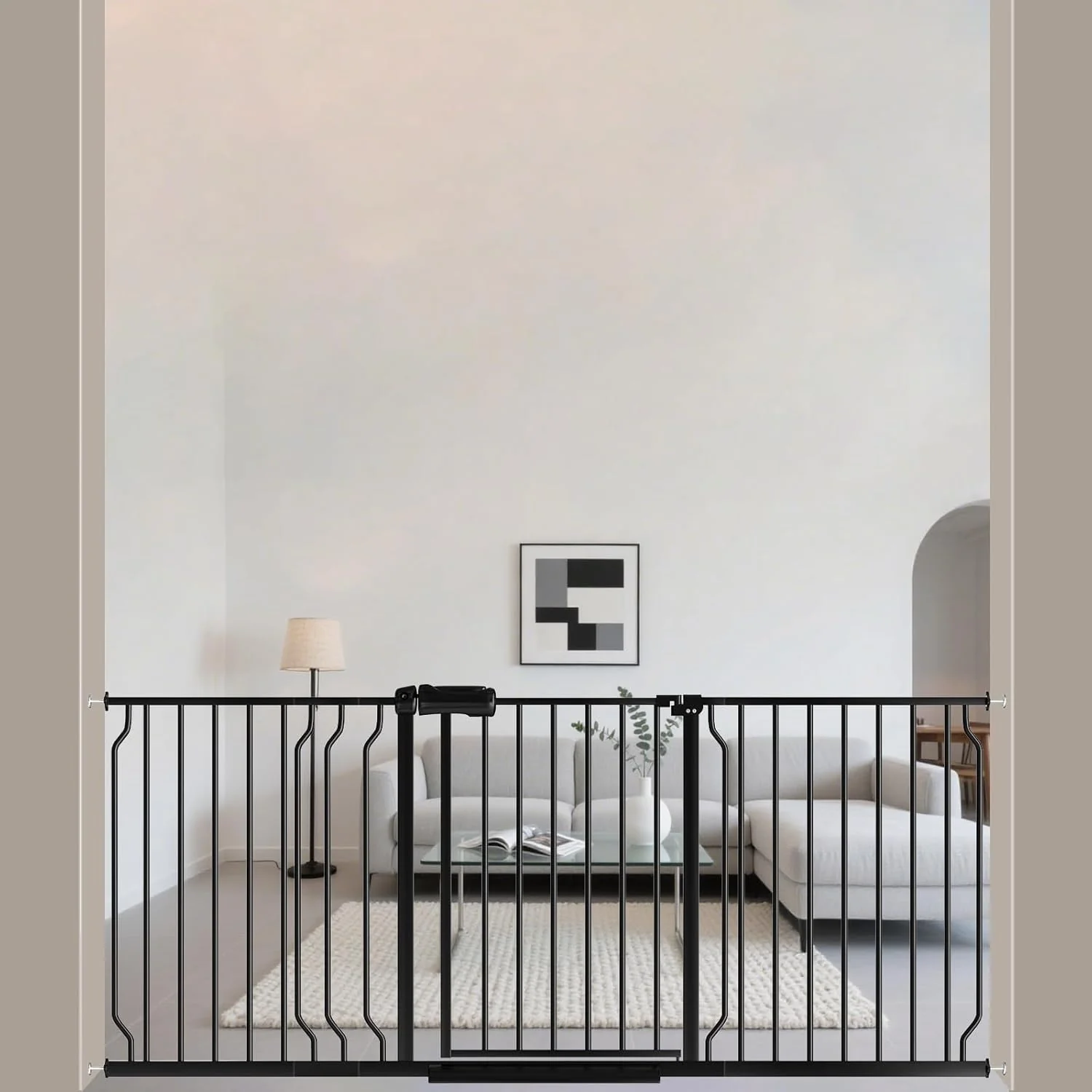 Effective ALLAIBB Extra Wide Pressure Mounted Baby Gate Walk Through Child Kids Safety Toddler Tension Black Long Large Pet Dog Gates with Extension for doorways Kitchen 62.20-71.26 158-181cm Black Artisan