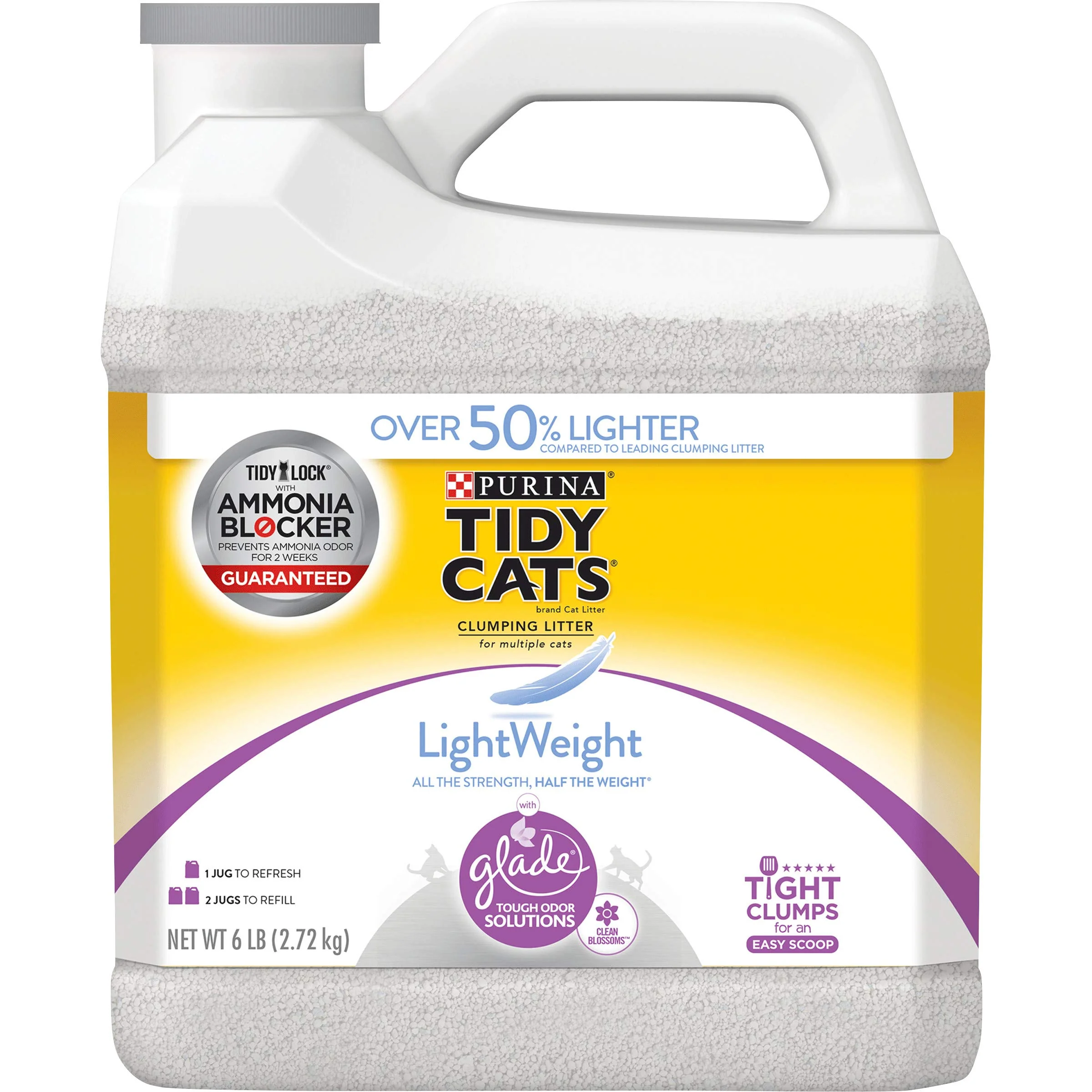 Optimized Purina Tidy Cats Light Weight Multi-Cat Litter with Glade Clean Blossoms – 6 lb Jug Efficient