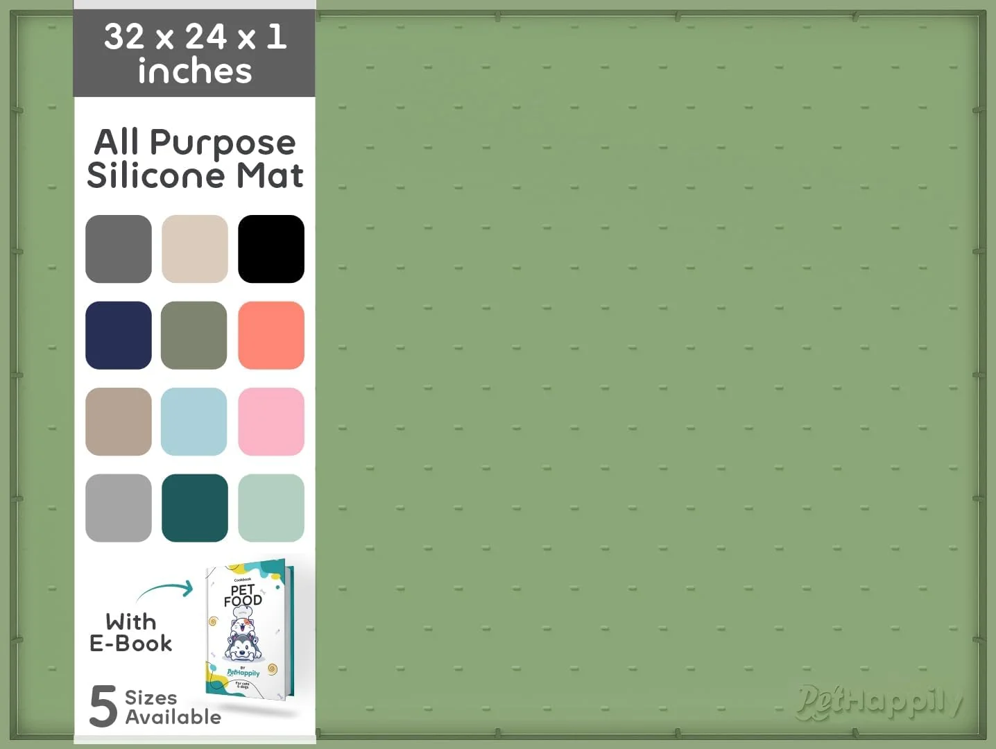 Smart 32x24x1 XL Dog Food Mat - All Purpose Under Sink Liner Washer and Dryer Covers for The Top Silicone Griddle Mat for Blackstone - Raised Edges Dog Mat for Food and Water Prevent Spill Waterproof Innovative
