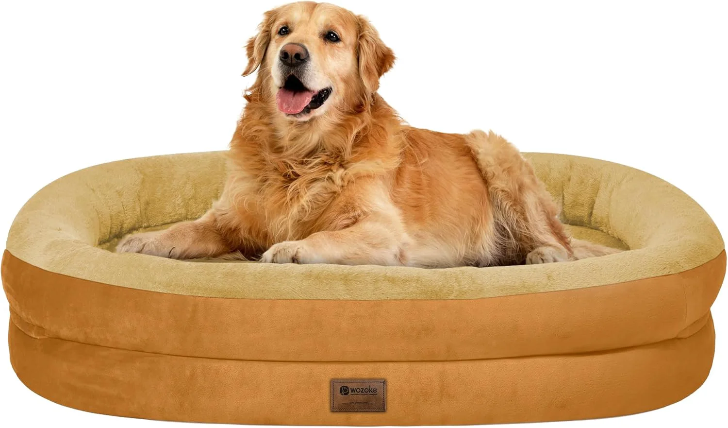 Outstanding Orthopedic Waterproof Large Dog Bed Memory Foam Washable Dog Bed with Bolsters - XL Removable Washable Cover for Medium Large Sized Pet - Non-Slip Bottom - Orange Breathable