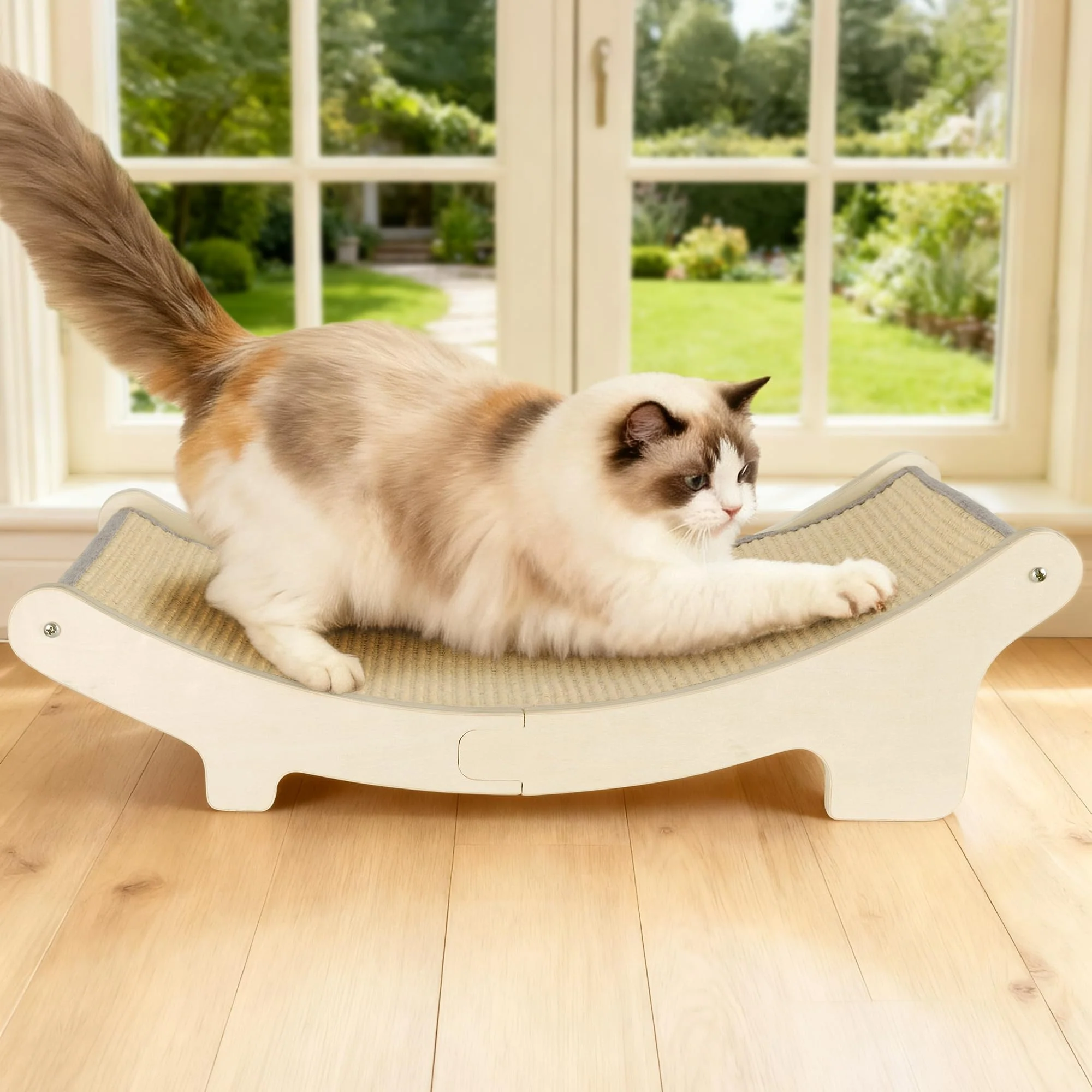 Optimized HOTEAGLE Sisal Cat Scratcher Pad Indoor – 2-in-1 Wooden Cat Bed Lounger Refined