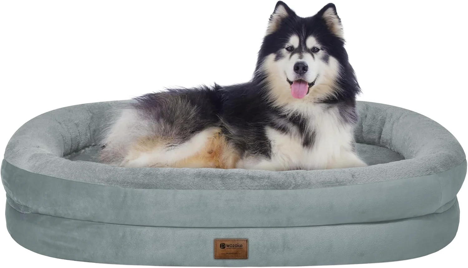 Sustainable Orthopedic Waterproof Large Dog Bed Memory Foam Washable Dog Bed with Bolsters - XXL Orthopedic Removable Cover for Medium Large Sized Pet - Non-Slip Bottom - Grey Secure