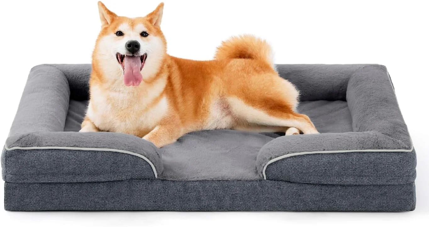 Proven MADE 4 PETS Orthopedic Dog Bed for Large Dogs Supportive Foam Big Large Pet Bed Sofa with Washable Removable Cover Waterproof Dog Couch Bed Non-Slip Bottom and Egg-Crate Foam Grey Safe