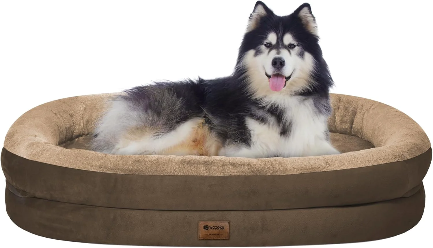 Flexible Orthopedic Waterproof Large Dog Bed Memory Foam Washable Dog Bed with Bolsters - XXL Orthopedic Removable Cover for Medium Large Sized Pet - Non-Slip Bottom - Coffee Selected