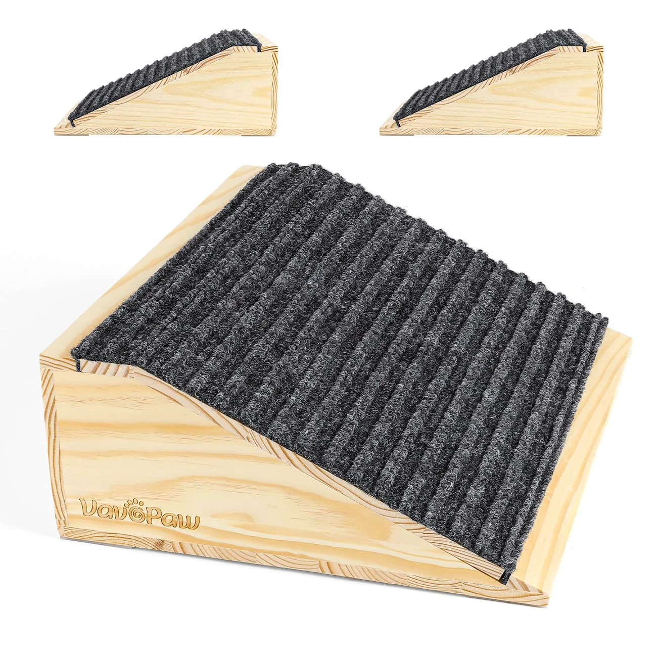 Quality VavoPaw Dog Ramp for Stairs — Non-Slip Wooden Pet Steps 2 Pack Light Wood Sustainable