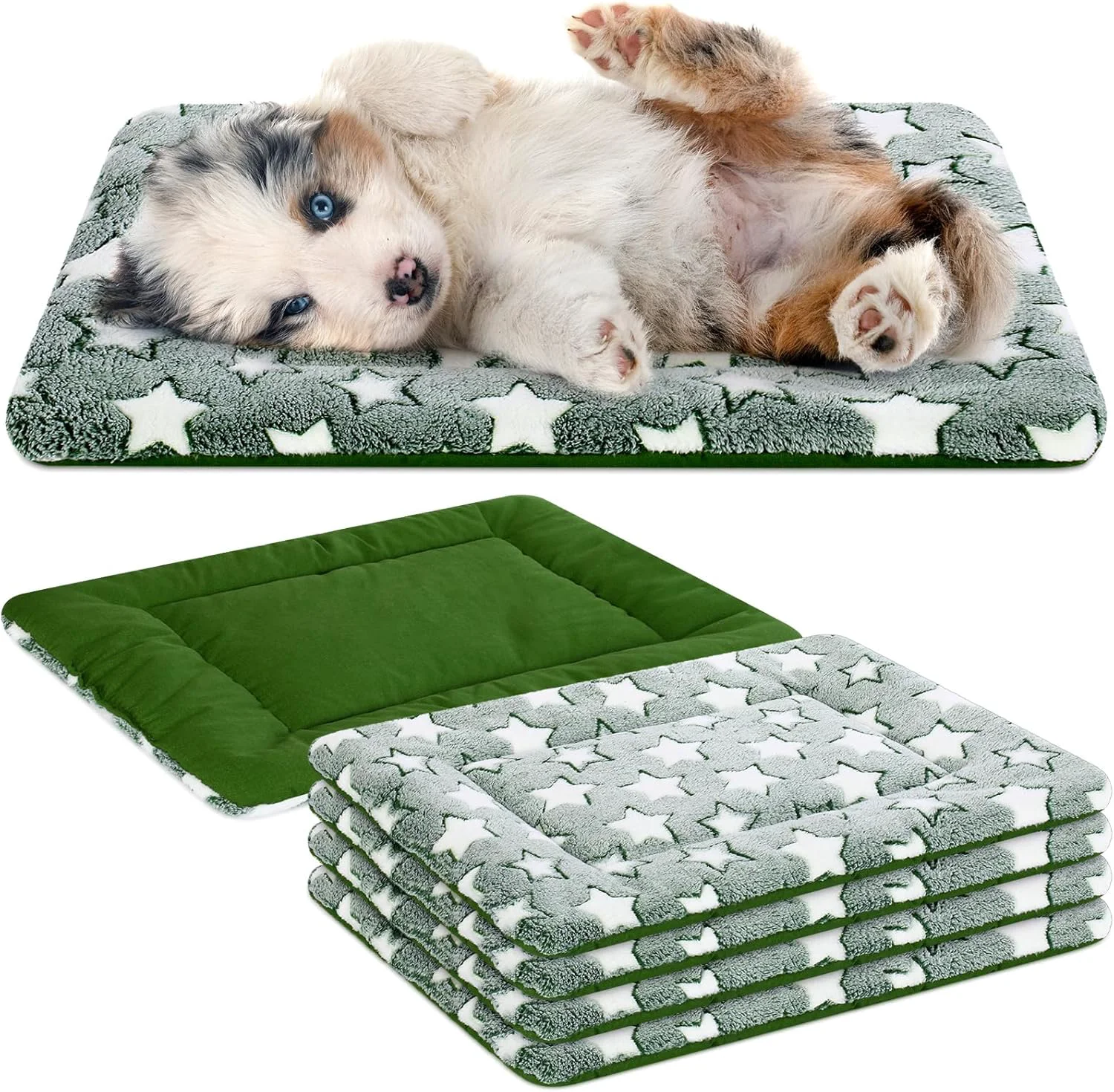 Contemporary 4 Pcs Washable Dog Crate Mat Kennel Pad Replaceable Reversible Pet Bed Pad for Crate Pet Sleeping Mat for Small Medium Large Dog Machine Washable 18 x 24 x 1.6 Inch Green Elegant