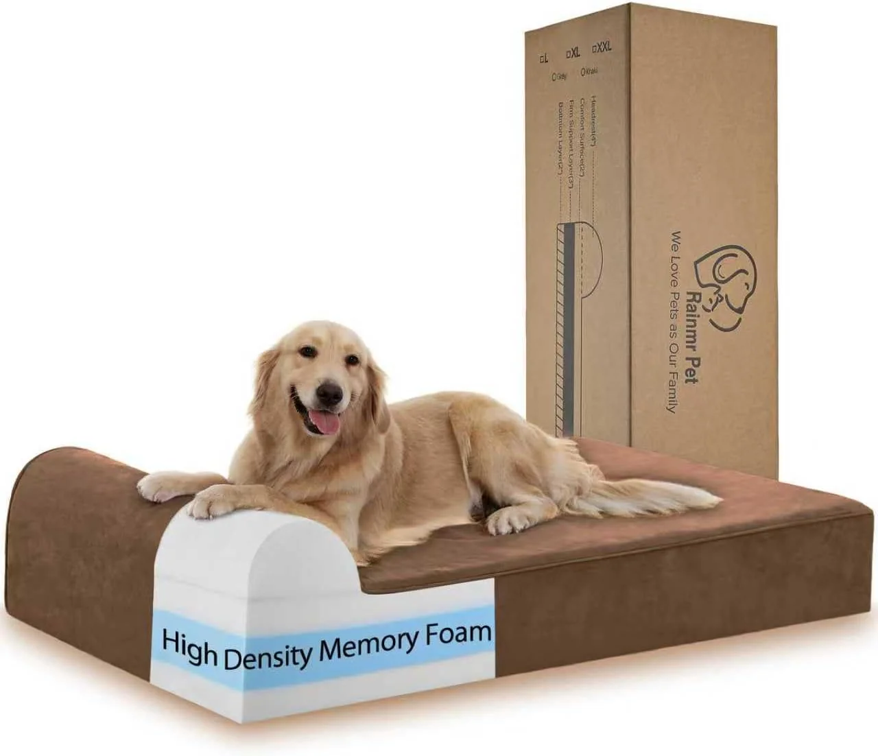 Effective Large Orthopedic Dog Bed 7 Memory Foam with Waterproof Liner Chew Resistant Microsuede Cover Removable and Washable for Indoor Outdoor and Car Use Nonskid Base 60 x48 XXL Brown Trendy