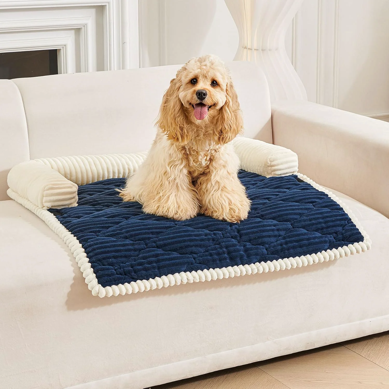 Relaxed HAOMAIJIA Dog Couch Bed for Large Dogs Non Slip Pet Couch Covers for Sofa Thick Soft Washable Dog Couch Cover Protector All Seasons Universal Dogs and Cats Bed Mat Navy Blue Large Selected