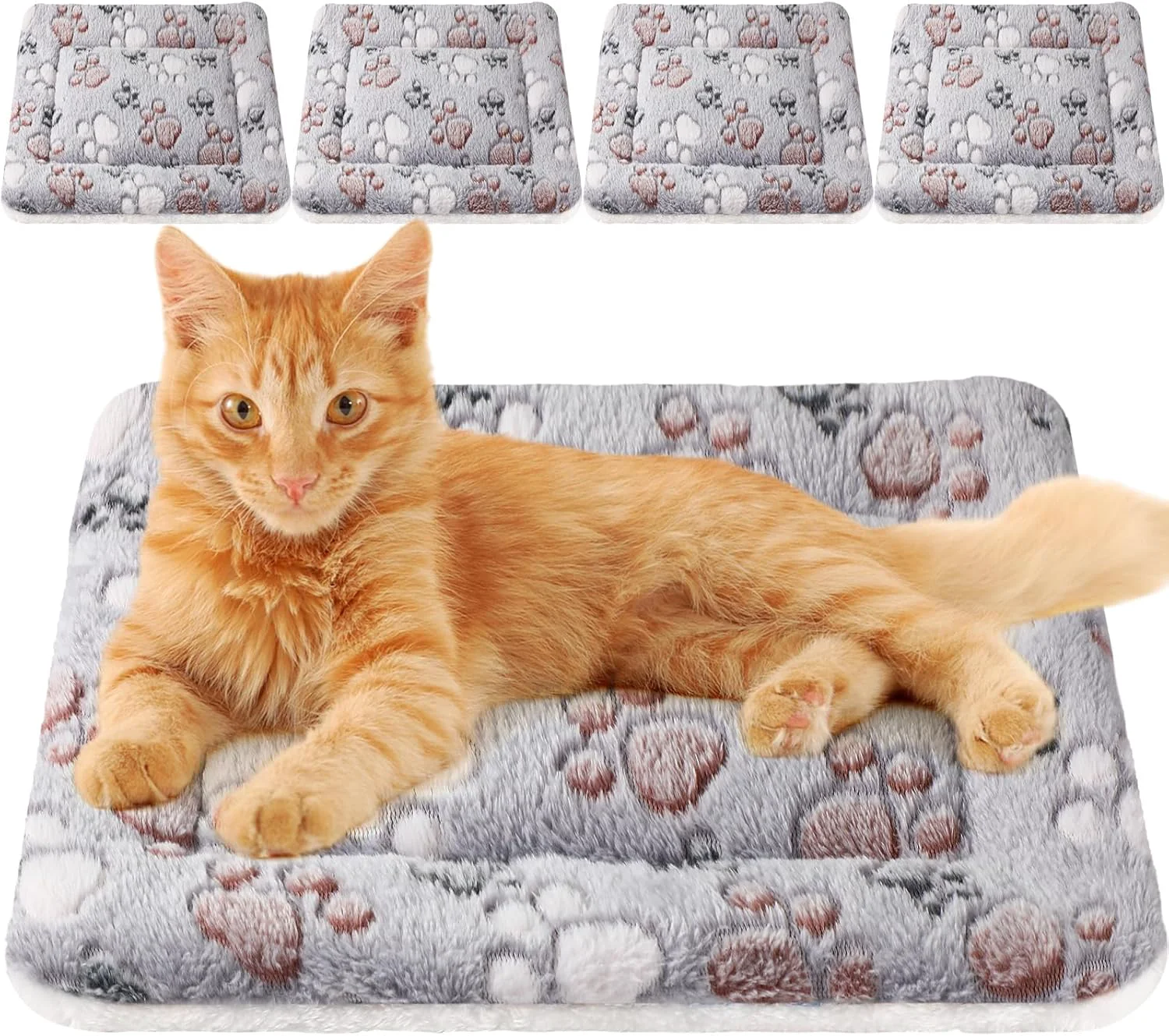 Crafted Tuanse 4 Pack Ultra Soft Dog Cat Bed Mat with Cute Prints Reversible Fleece Dog Crate Kennel Pad Cozy Washable Thickened Hamster Guinea Pig Pet Bed Mat for Small Animals 21 x14 Inches Light Gray Pure
