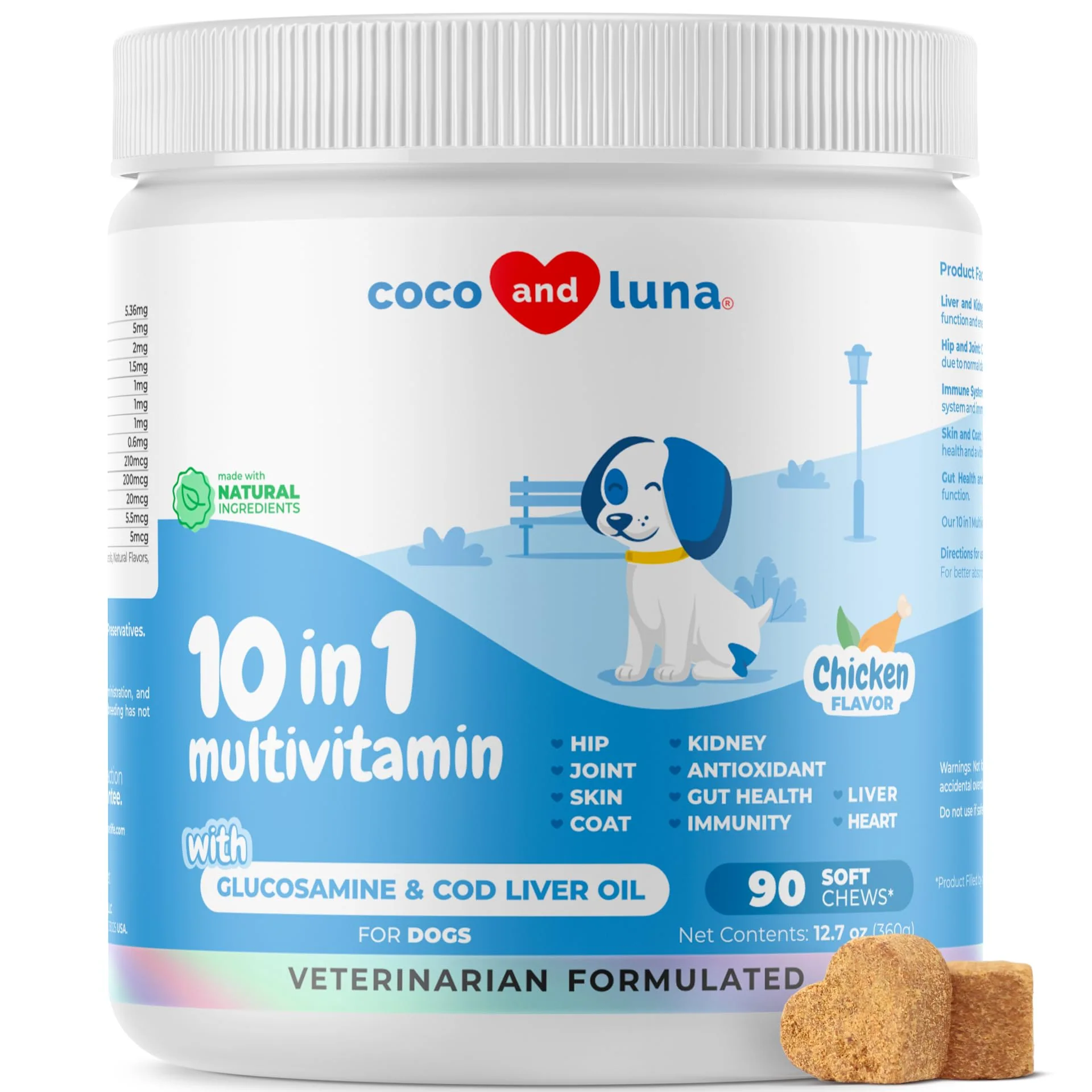 Original Coco and Luna Dog Multivitamin – Joint Support Digestive Health Cod Liver Oil CoQ10 Healthy