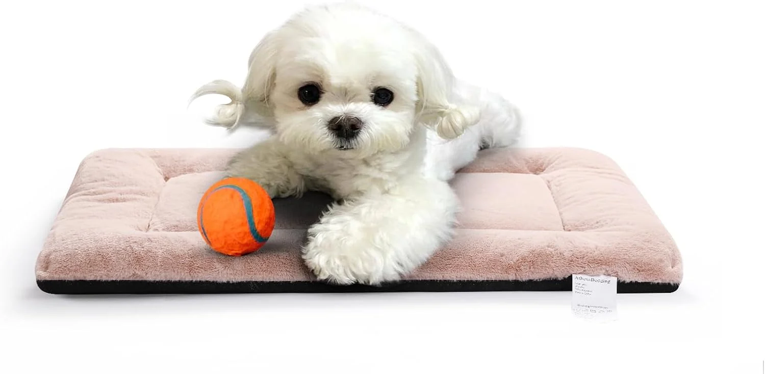 Smart Dog Beds Crate Pad for Extra Small Dogs Ultra Soft Dog Crate Bed Washable Anti-Slip Kennel Pad for Dogs Cozy Sleeping Mat Pink 22inch Innovative