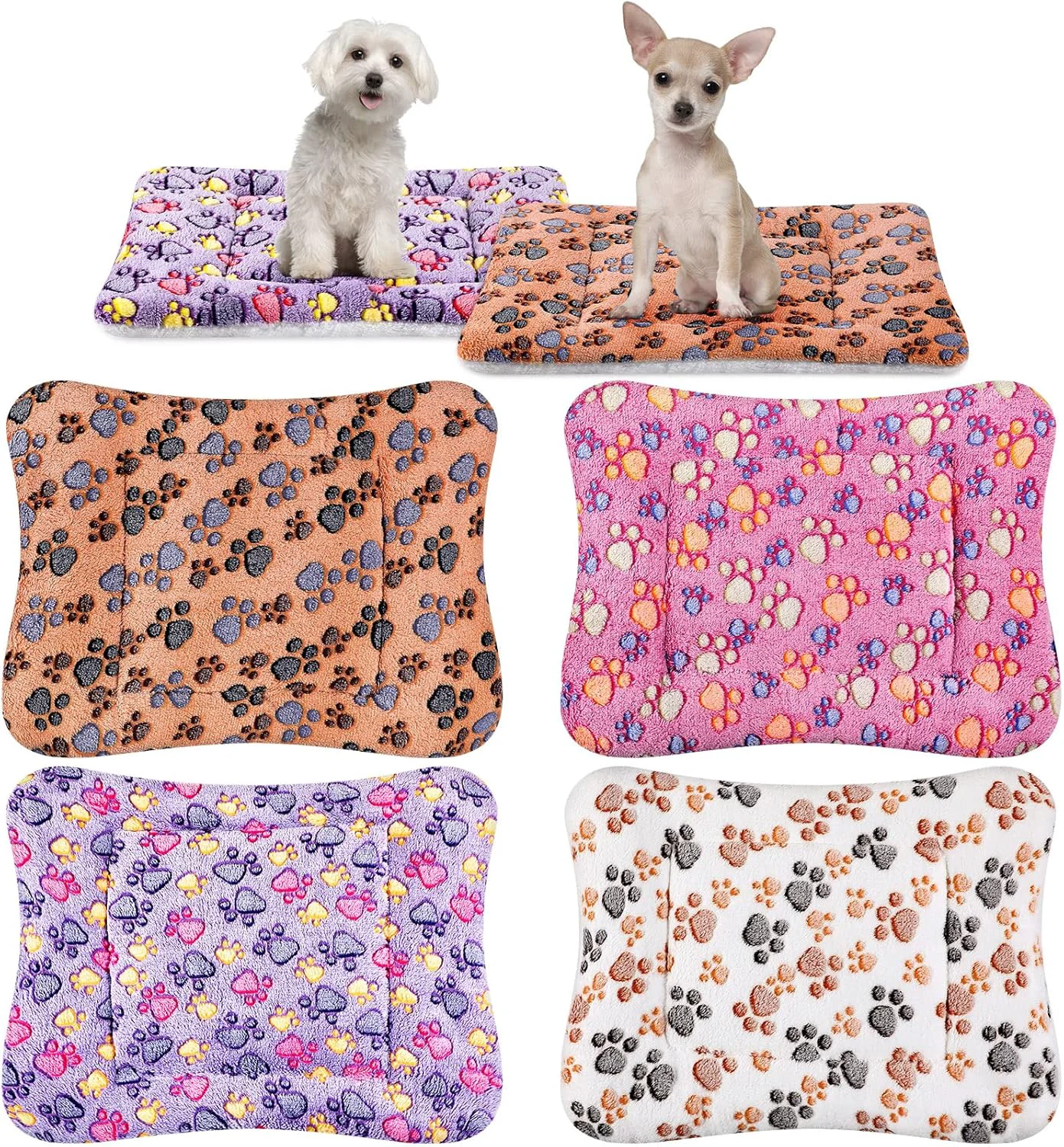 Prestigious 4 Pack Ultra Soft Dog Cat Bed Mat with Cute Prints Reversible Fleece Dog Crate Kennel Pad Cozy Washable Thickened Hamster Guinea Pig Pet Bed Mat for Small Animals 23 x 18 Inches Vivid Color Fast