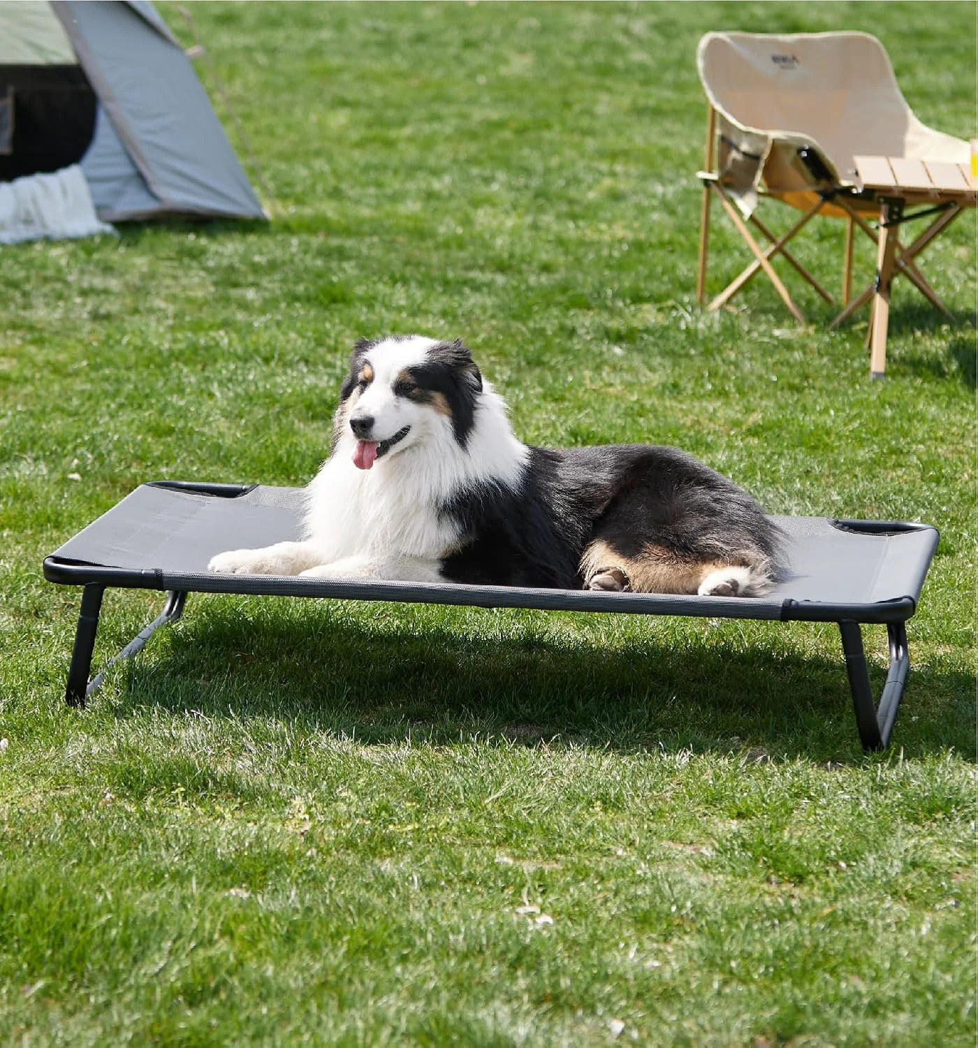 Minimalist Made4Pets Outdoor d Dog Bed for Large Dogs - Cooling Raised Pet Cot with Skid-Resistant Feet Tool- Setup Chew-Resistant Frame Washable Mesh Hammock Indoor Outdoor Use 42 x28 Gray Fine Crafted