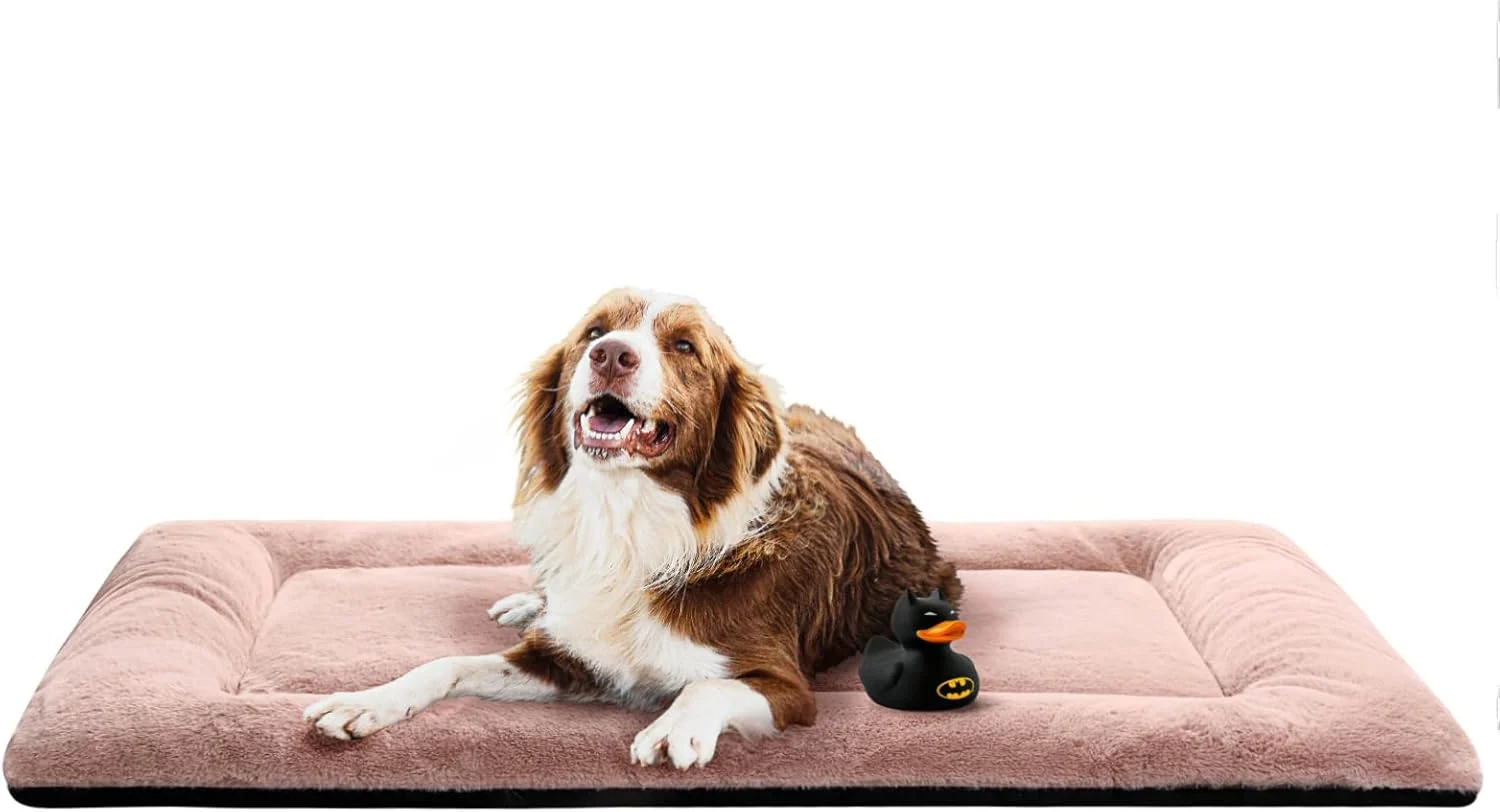 Modern Dog Beds Crate Pad for Extra Large Dogs Ultra Soft Dog Crate Bed Washable Anti-Slip Kennel Pad for Dogs Cozy Sleeping Mat Pink 48inch Exclusive