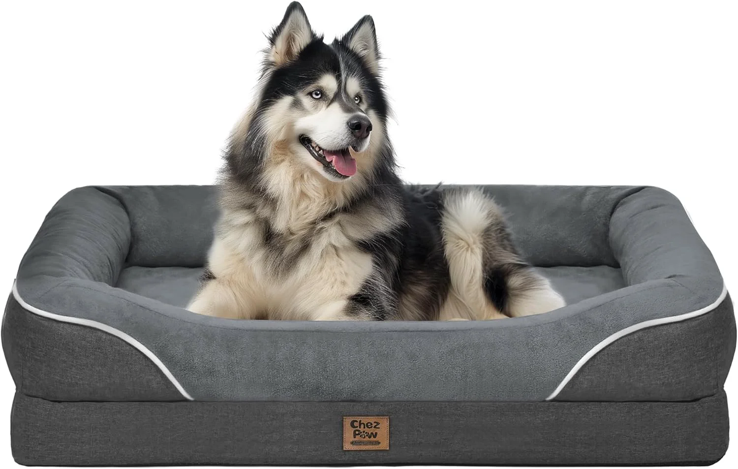 Excellent Washable Orthopedic Large Dog Bed - Dog Beds Large Sized Dogs with Removable Cover Waterproof Pet Bed with Bolster for Extra Large Pet Long-Lasting