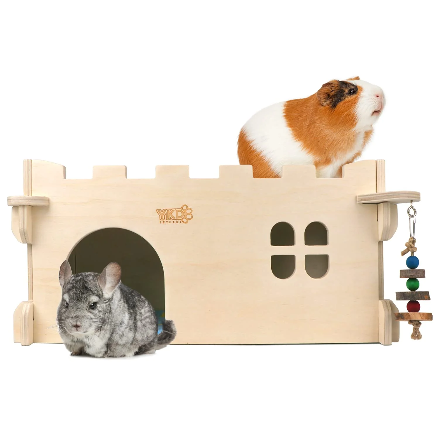 Organic YKD Castle Chinchilla House - Large Ventilated Wooden Hideout for Small Pets Genuine