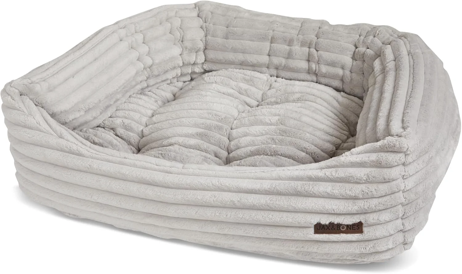 Safe Jax Bones Dog Napper - Luna Grey Machine Washable Bed for Dogs - Extra Heavy Duty Bolstered Sides - Large Grey Dog Mat 40 x 32 Inches Flexible