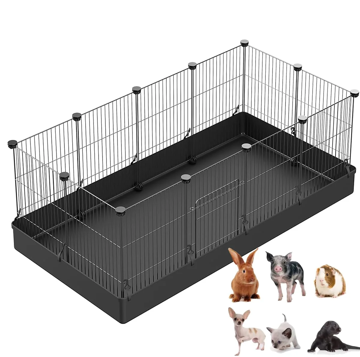 Enhanced LANGXUN DIY Small Animal Playpen — Indoor Outdoor Metal Pet Fence with Waterproof Floor Mat 12 Panels Trusted