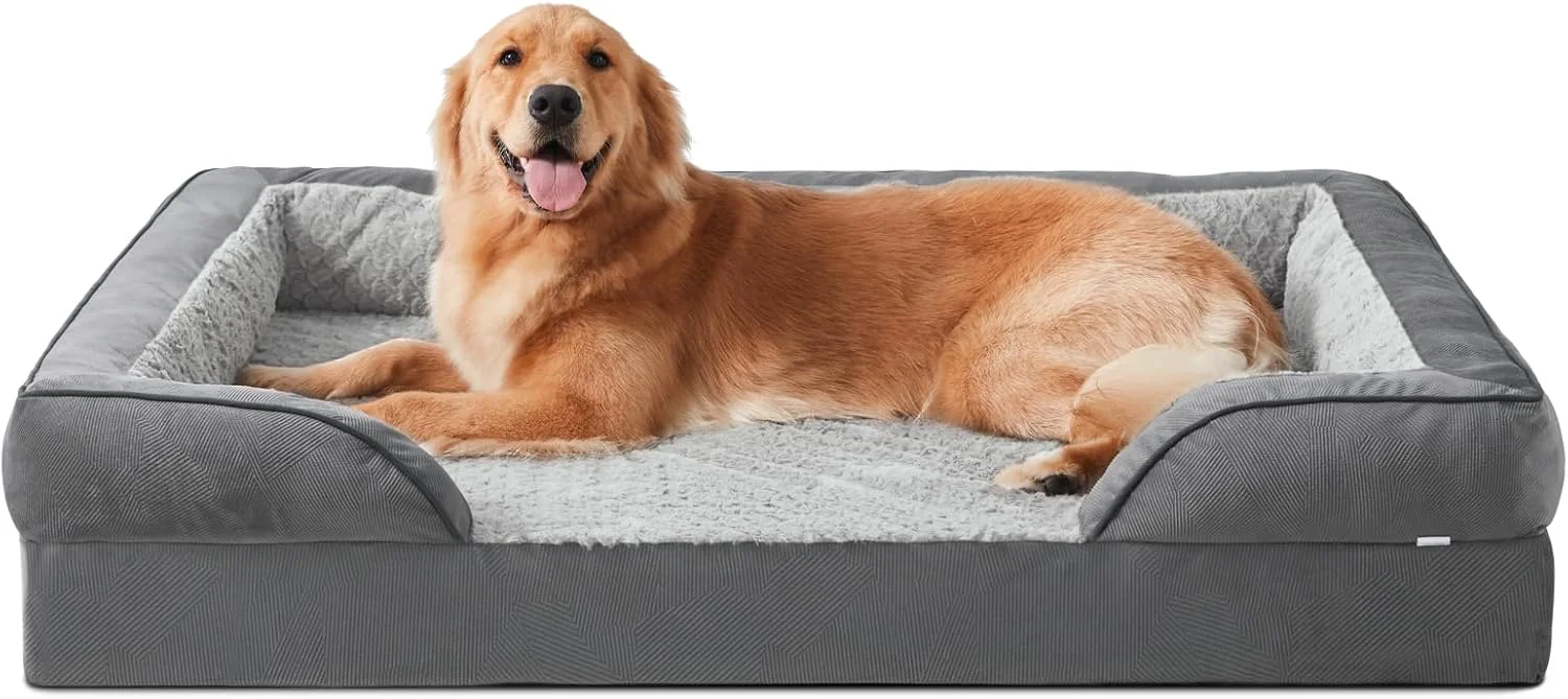 Trusted INVENHO Orthopedic Dog Beds Large Sized XL Washable Dog Sofa with Egg-Crate Foam Waterproof Lining and Non-Skid Bottom Breathable