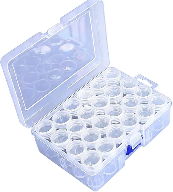 Specialty Diamond Art Painting Storage Containers with Lids Labels - 24pcs Clear Round Beads Organizer Box for DIY Crafts Jewelry Small Items Portable Stackable Art Supply Case with StickersAbout ThisOverview Elite