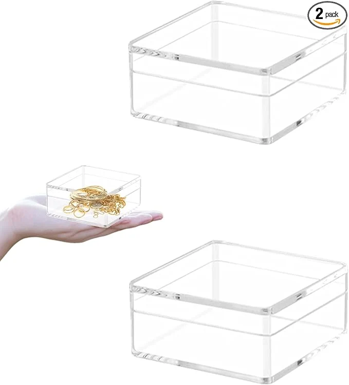 Top-Quality Acrylic Box 2 Packs Clear Display Box Plastic Square Cube Acrylic Storage Containers Wedding Candy Box for Jewelry Collectibles Minerals Figurines 4x4x2.4Inch 100x100x60mmAbout ThisOverview High-Performance
