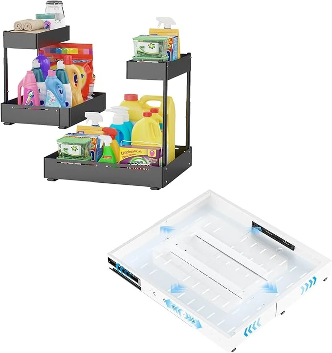 Soft Insputer 2 Pack Under Sink Organizer with Pull Out Cabinet Organizer Expandable 12.4 -20.08 W 16.26 -22.44 DAbout This Advanced