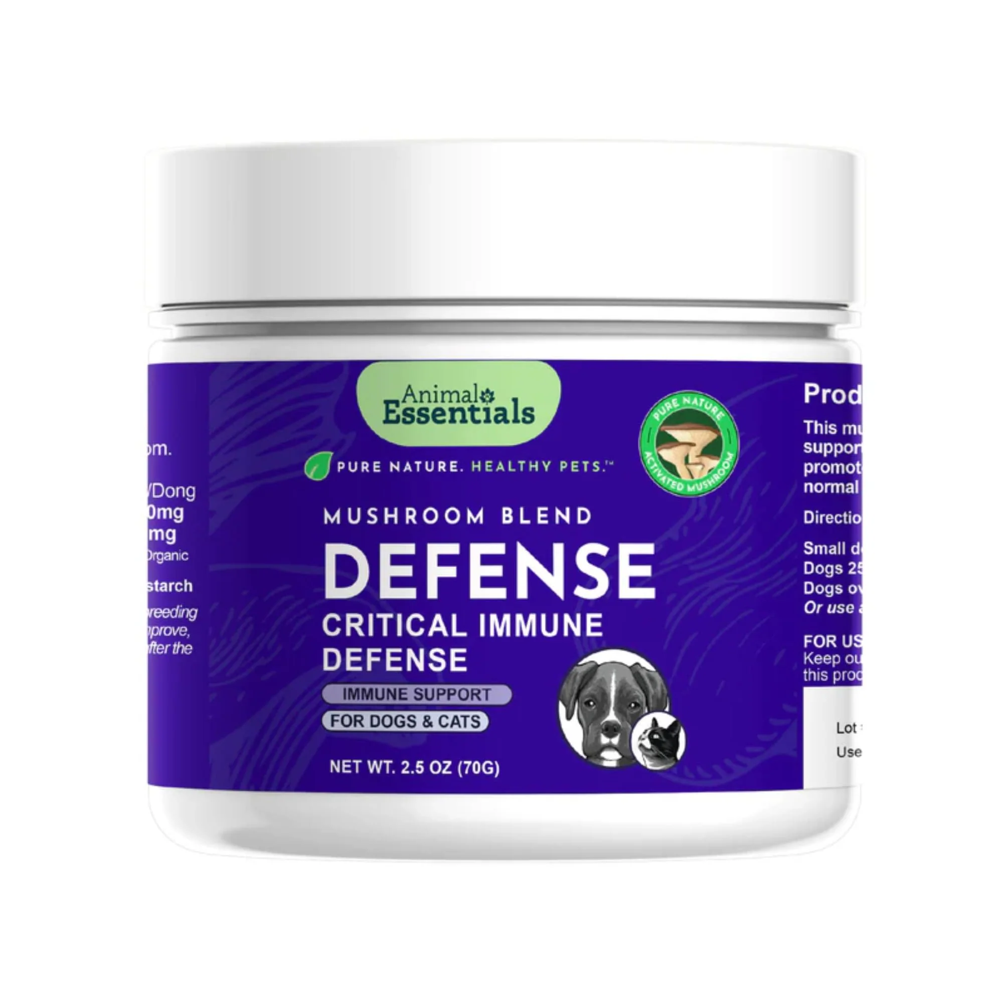 Professional Animal Essentials Mushroom Defense Powder for Dogs Cats Immune Support with Reishi Maitake Cordyceps – 2.5 oz Dependable