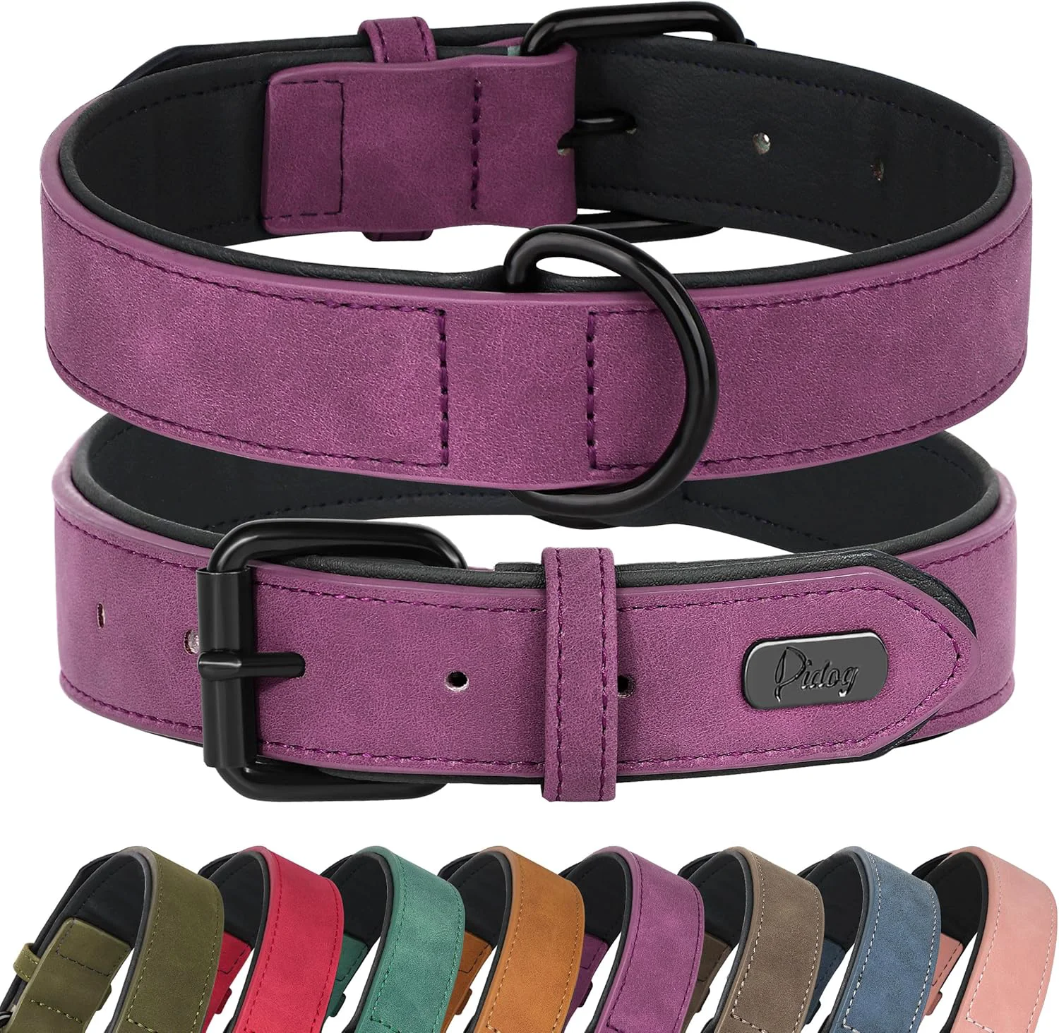Detailed Didog Soft Padded PU Leather Dog Collar Breathable and Adjustable Dog Collars for Small Dogs Comfortable for Daily Walk Purple M Fit Neck 12-15 13-22 lbs Selected