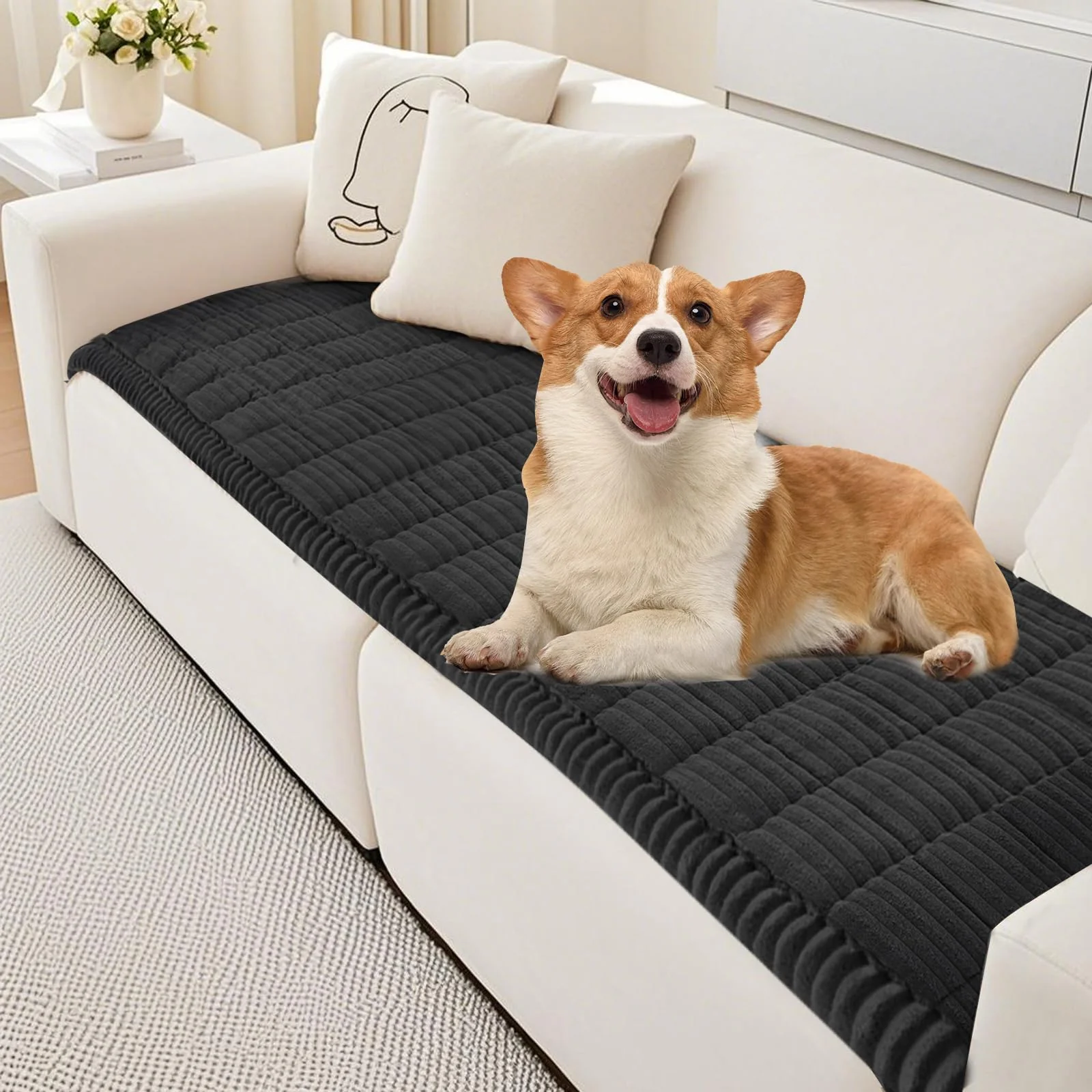 Refined PHOPHO Couch Cover for Dogs – Washable Non-Slip Sofa Protector Dark Gray 27.6 x 59 inches Soft