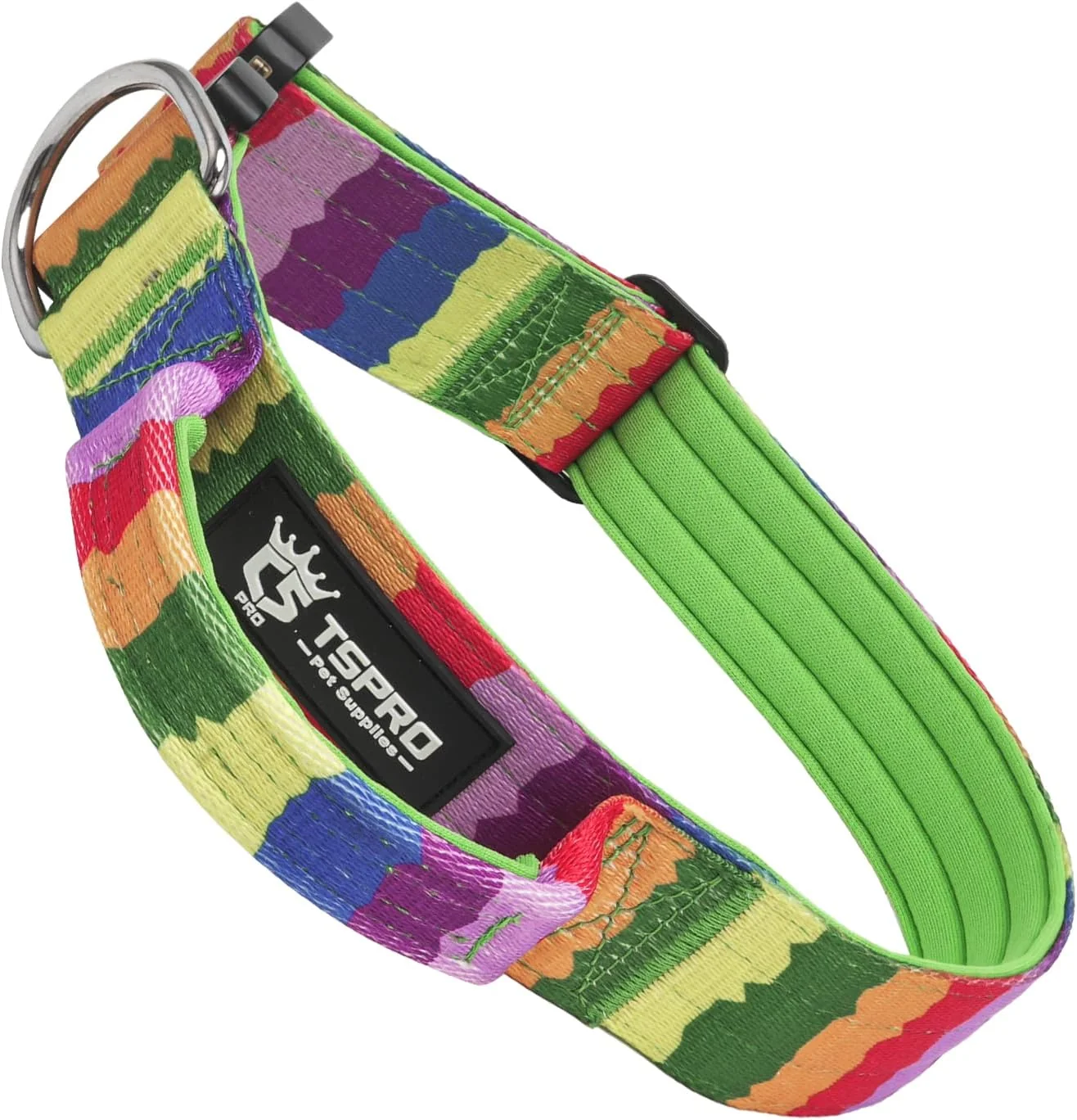 Effective TSPRO Premium Dog Collars Tactical Dog Collar with Handle and Heavy Duty Quick-Release Metal Buckle Durable Thick and Adjustable for Medium to Large Dogs Gradient Multi-Colored L Traditional