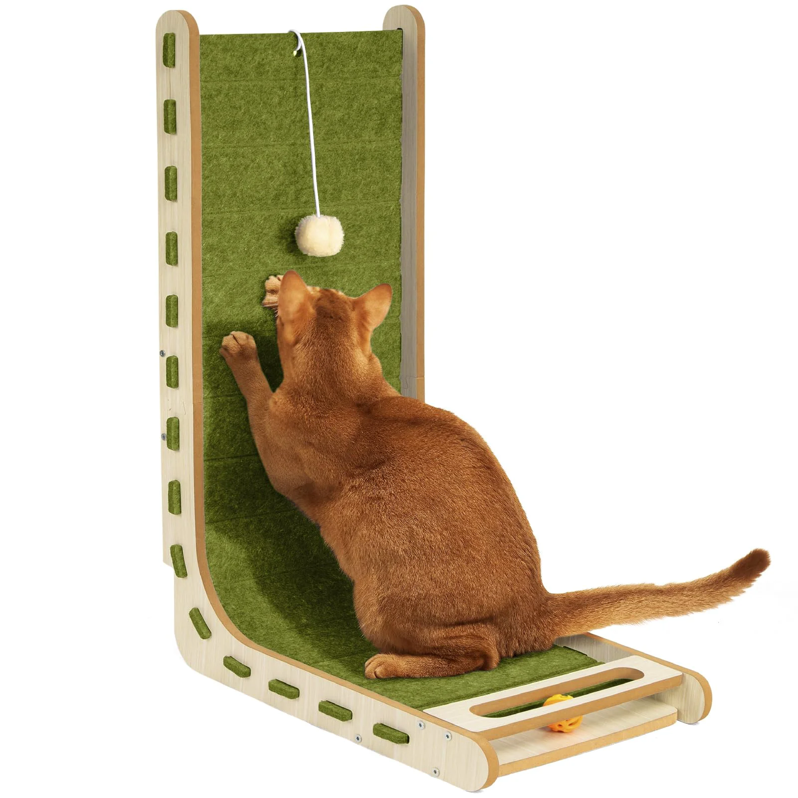 High-Quality Nxwjoy Cat Scratch Pad with Ball Toy — Vertical Felt Scratching Post for Indoor Cats 26.8 in Green Crafted