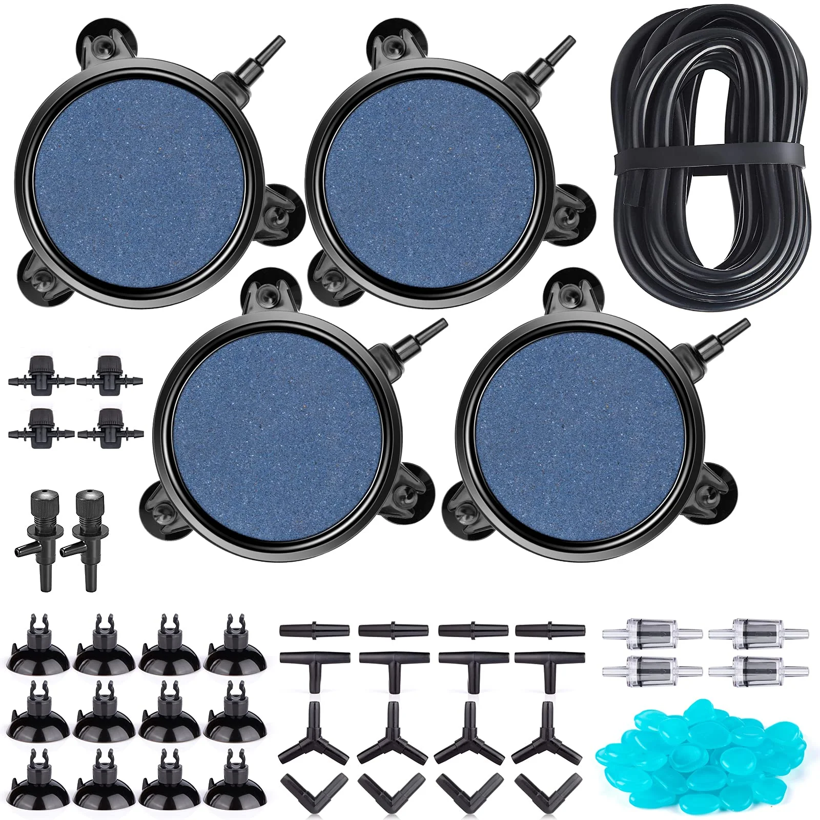 Optimized ToyBasics 101-PCS Air Stone Diffuser Kit with 52.5ft Airline Tubing for Aquariums Selected