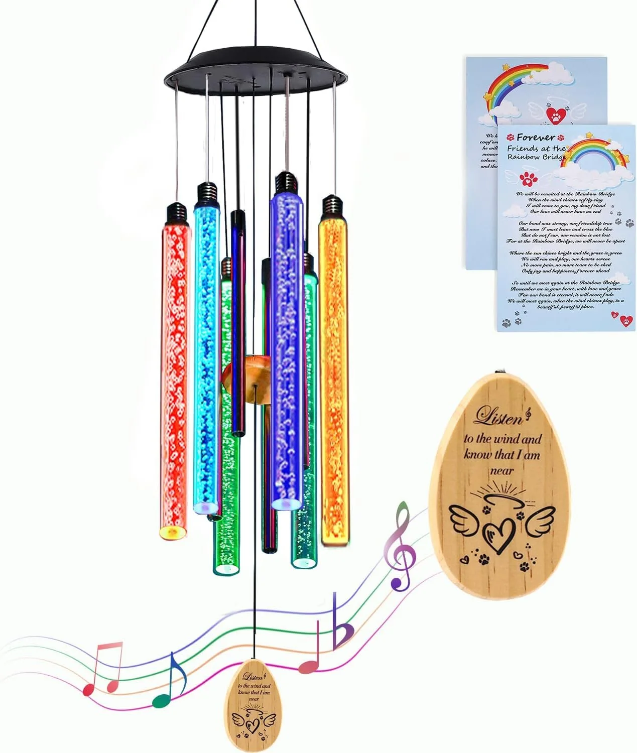 Consistent Noillow Solar Pet Memorial Wind Chime – 33in Rainbow Bridge Gift for Dog Loss Stylish