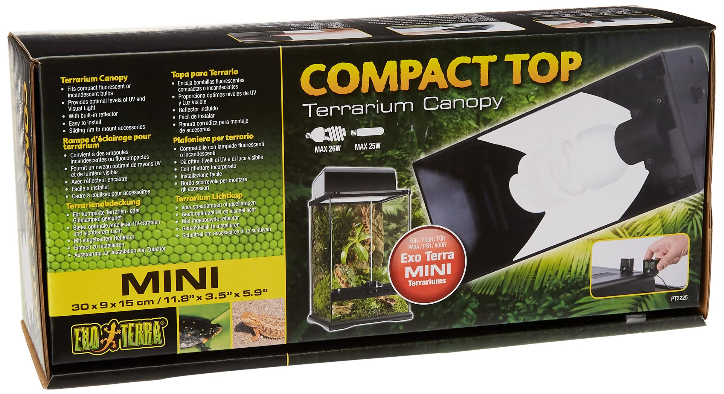 Exceptional Exo Terra Mini Compact Incandescent Light Fixture for Exo Terra Glass Terrariums PT2600 PT2602 – 11.8 x 3.5 x 5.9 Black Authentic