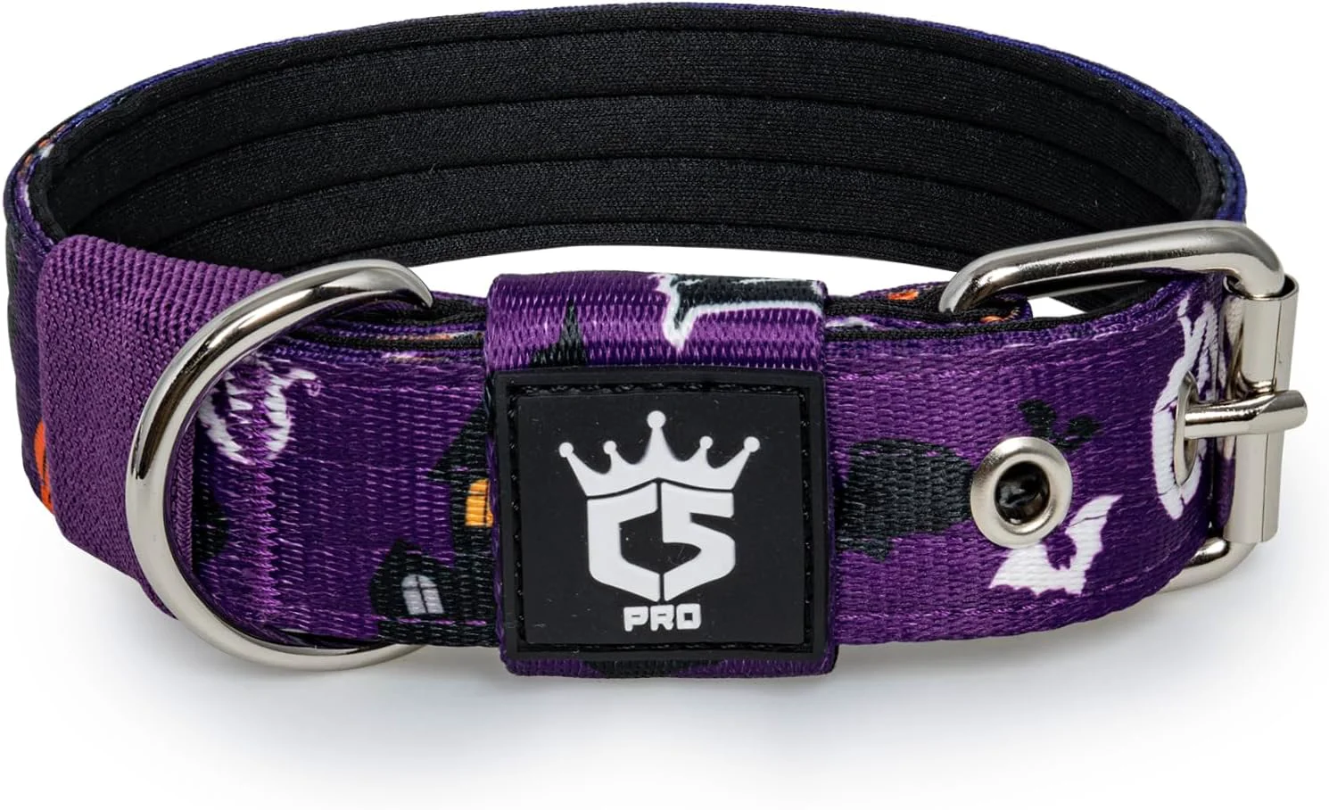 Fast TSPRO Tactical Dog Collar 1.25 Inch Wide Thick Dog Collars with Heavy Duty Metal Buckle Durable Strong Adjustable for Small Dogs Halloween Purple S Breathable