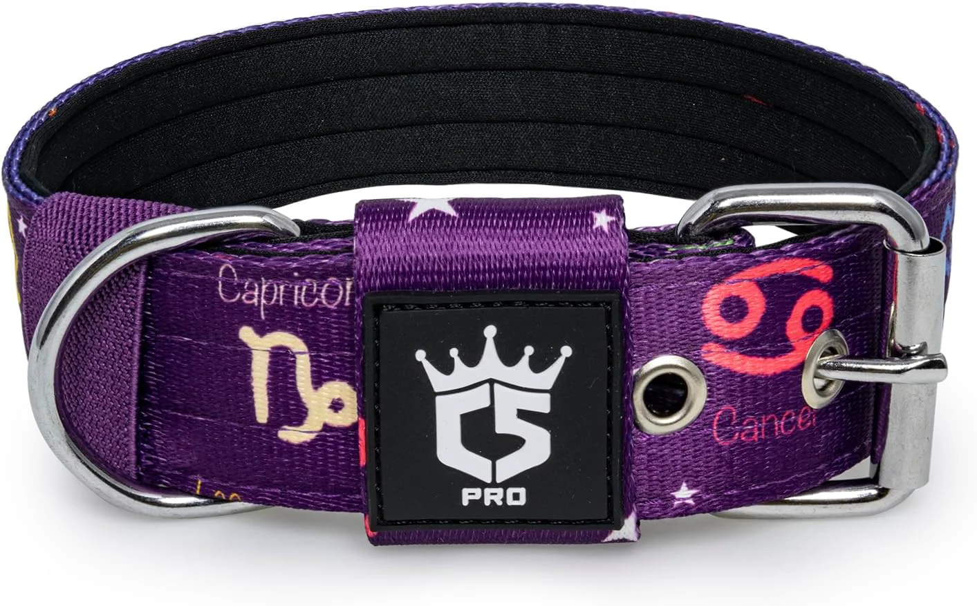 High-Quality TSPRO Tactical Dog Collar 1.5 Inch Wide Thick Dog Collars with Heavy Duty Metal Buckle Durable Strong Adjustable for Medium to Large Dogs Constellation Purple L Unique