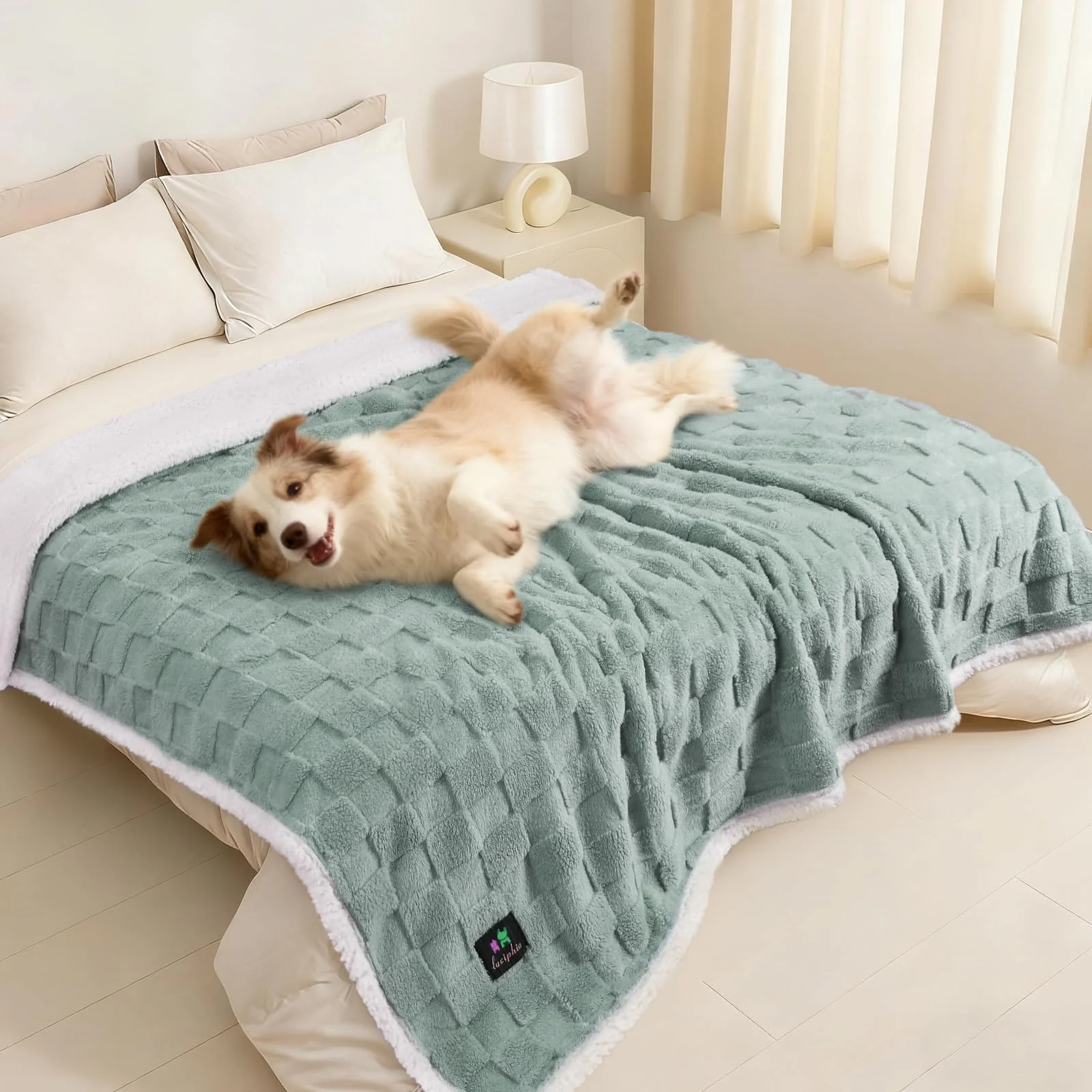 Smooth Luciphia Waterproof Dog Blanket for Large Dogs – 85x57 in Reversible Sherpa Fleece Functional